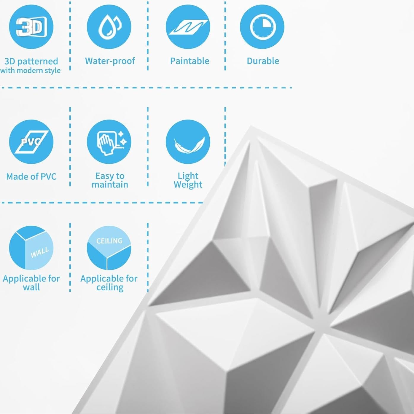 Paneles de Pared 3D Art3d 33 Piezas 30.48x30.48 cm Blanco