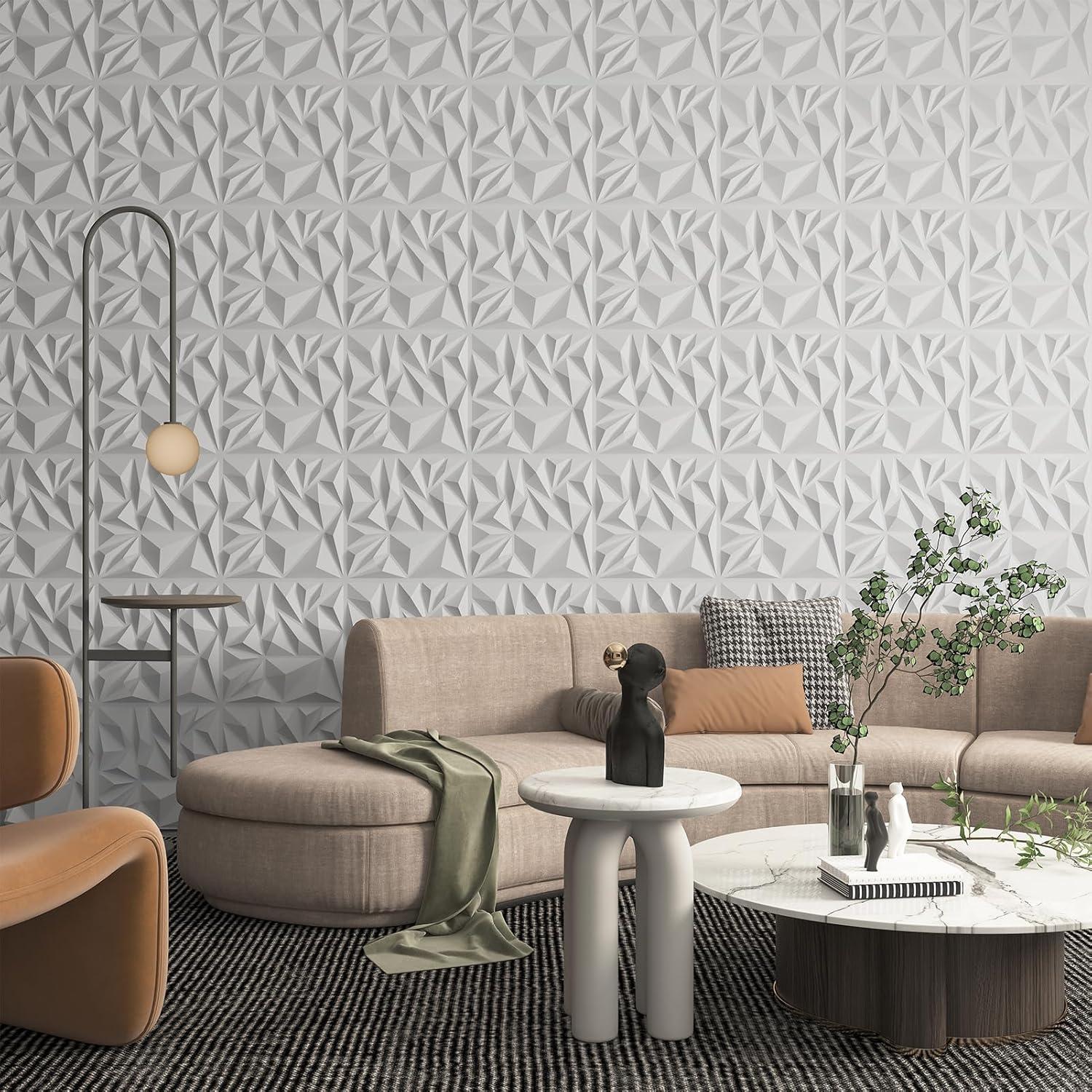 Paneles de Pared 3D Art3d 33 Piezas 30.48x30.48 cm Blanco