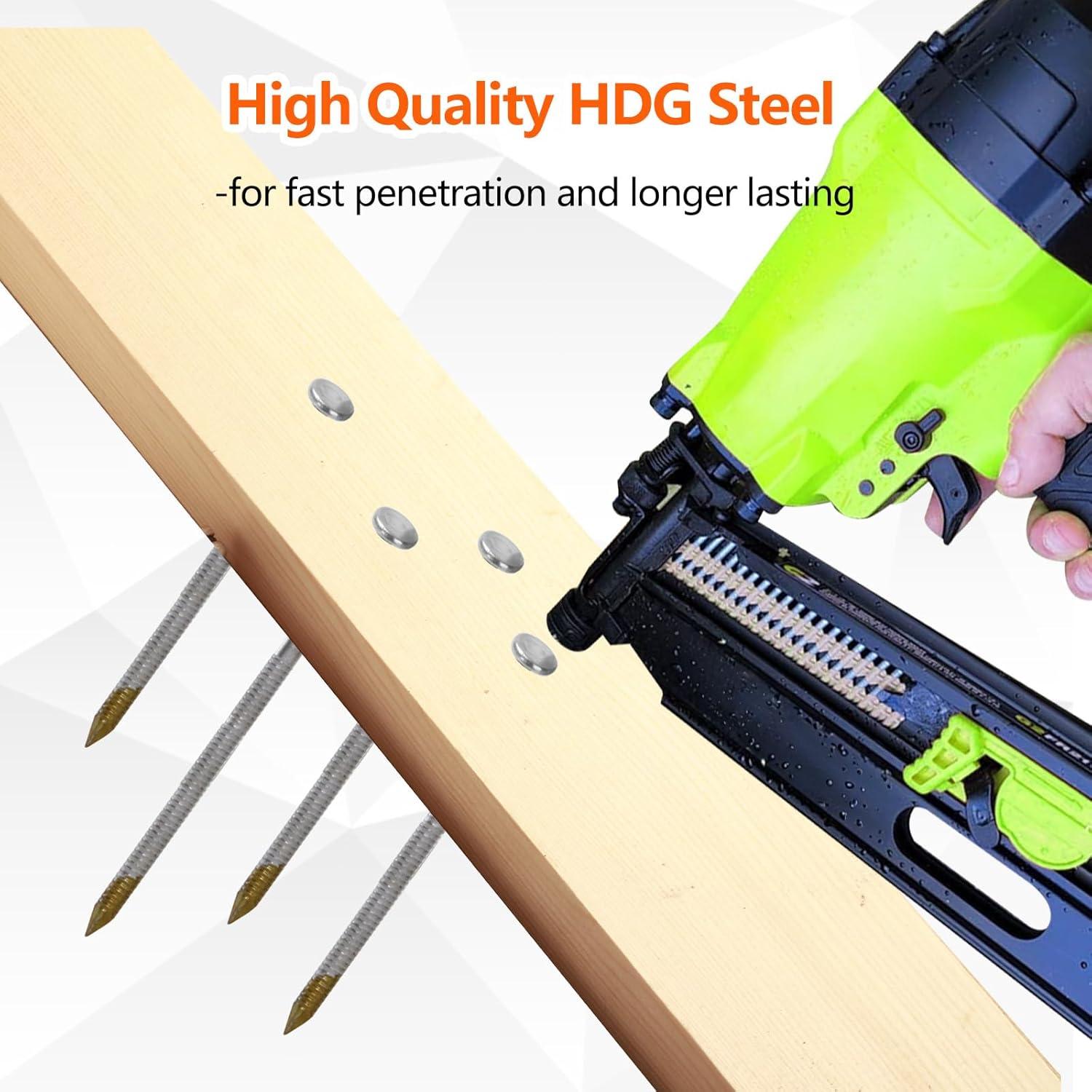 Clavos de Enmarcado Galvanizados 2.5" 700 Pcs para Clavadora