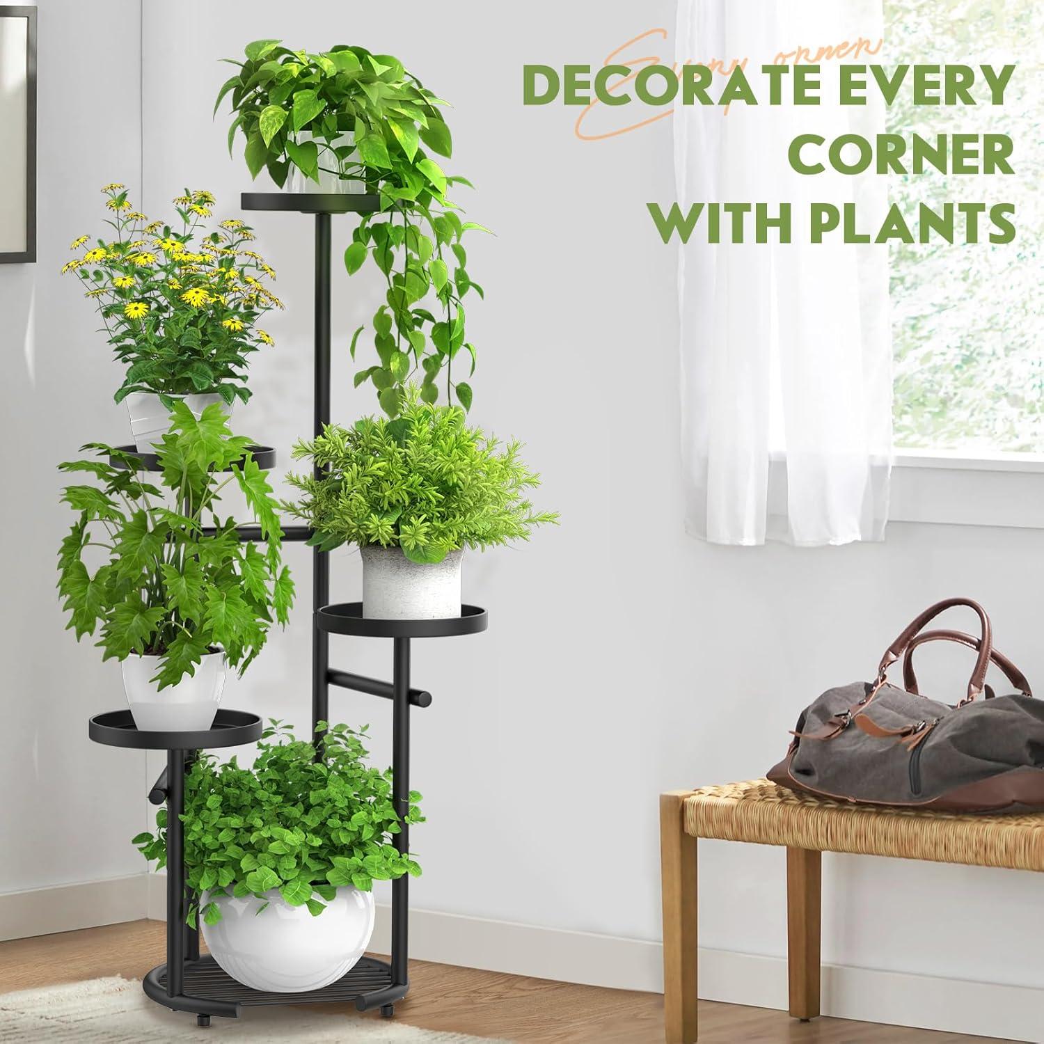 Soporte de Plantas TOSKING 5 Niveles Redondo 95.8cm Negro