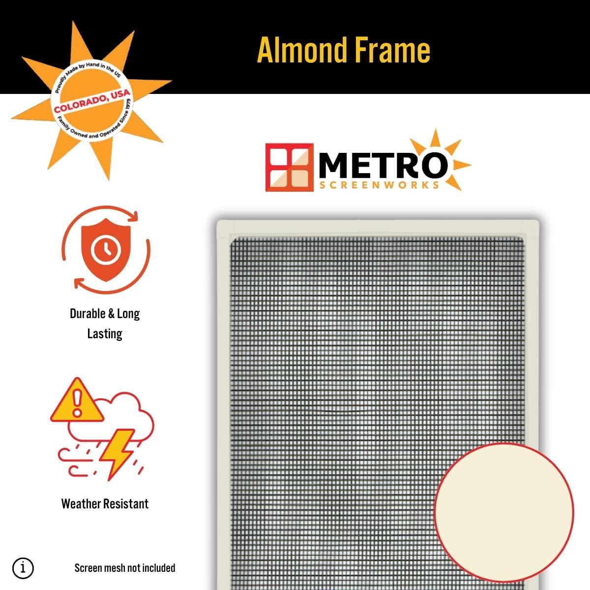 Kit de Marco de Pantalla para Ventana Pequeña Metro Screenworks - Almendra, 10 Varillas 182.88 cm