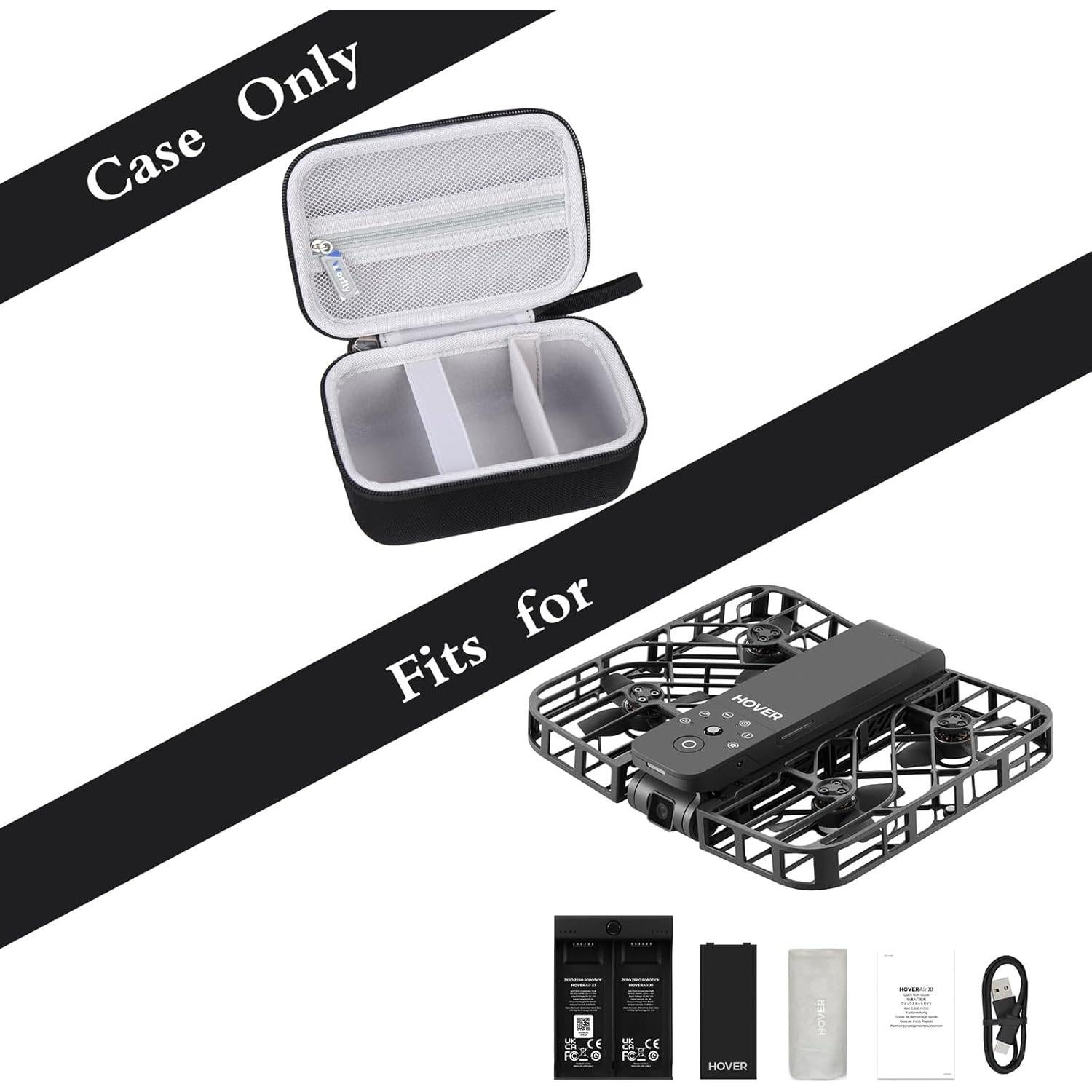 Funda Dura de Transporte Worfty para HOVERAir X1 Drone - Negro