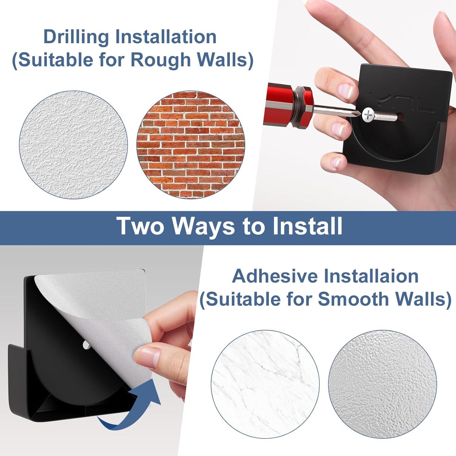 Soportes Adhesivos para Varilla de Ducha YNL - 2 Piezas, Negro