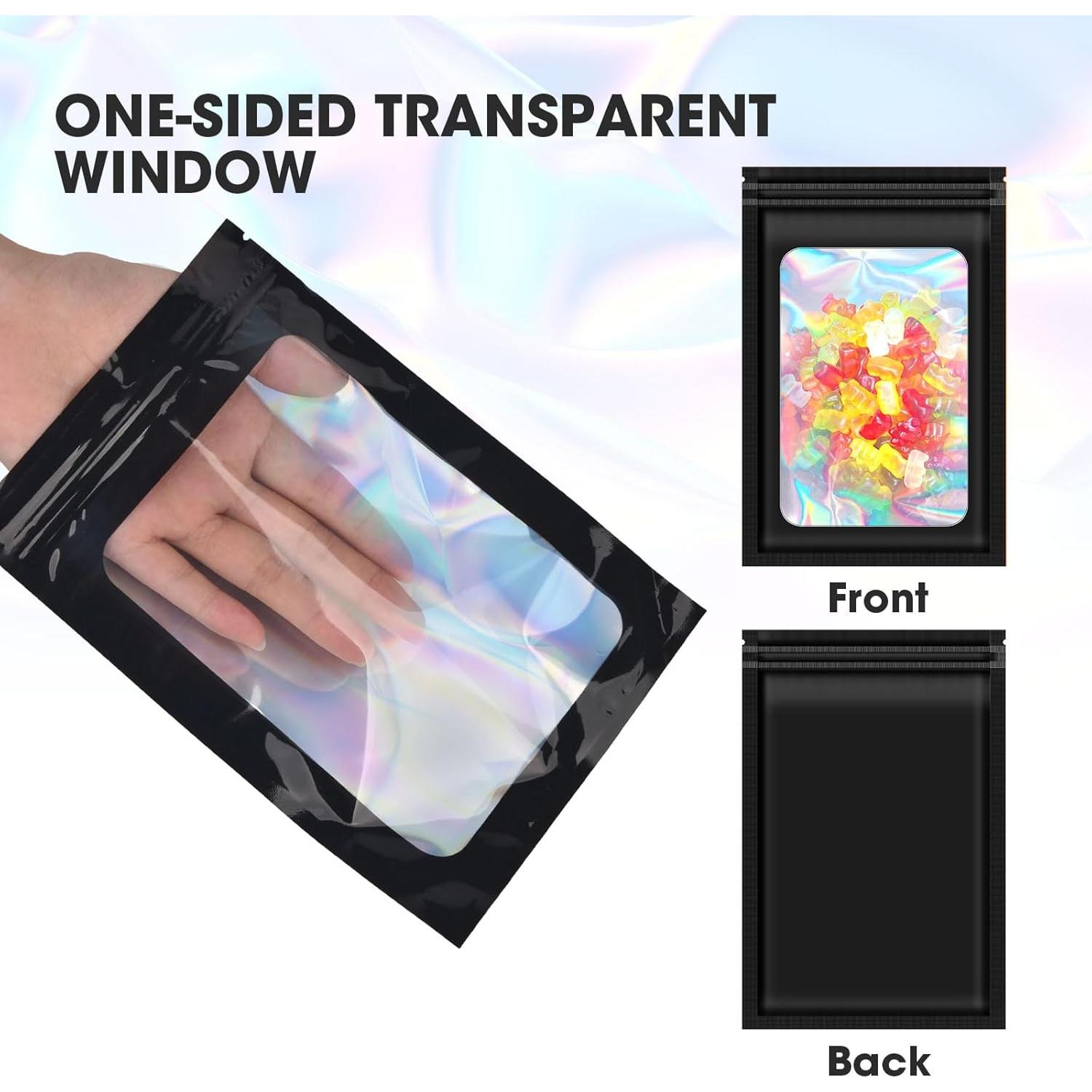 120 Bolsas Mylar Reutilizables Olores ODDIER 6.7x9.7cm Holográficas