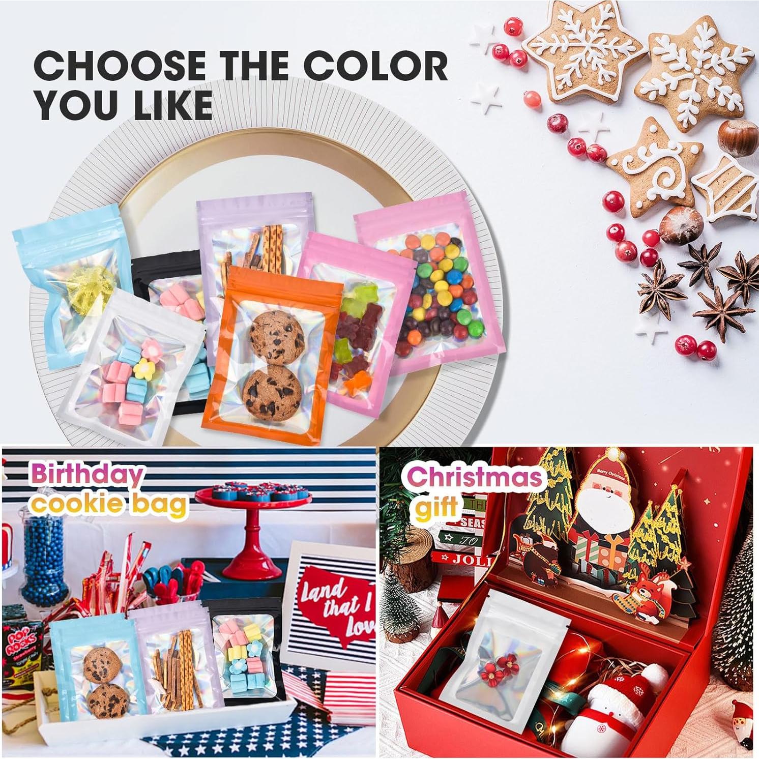 120 Bolsas Mylar Reutilizables Olores ODDIER 6.7x9.7cm Holográficas