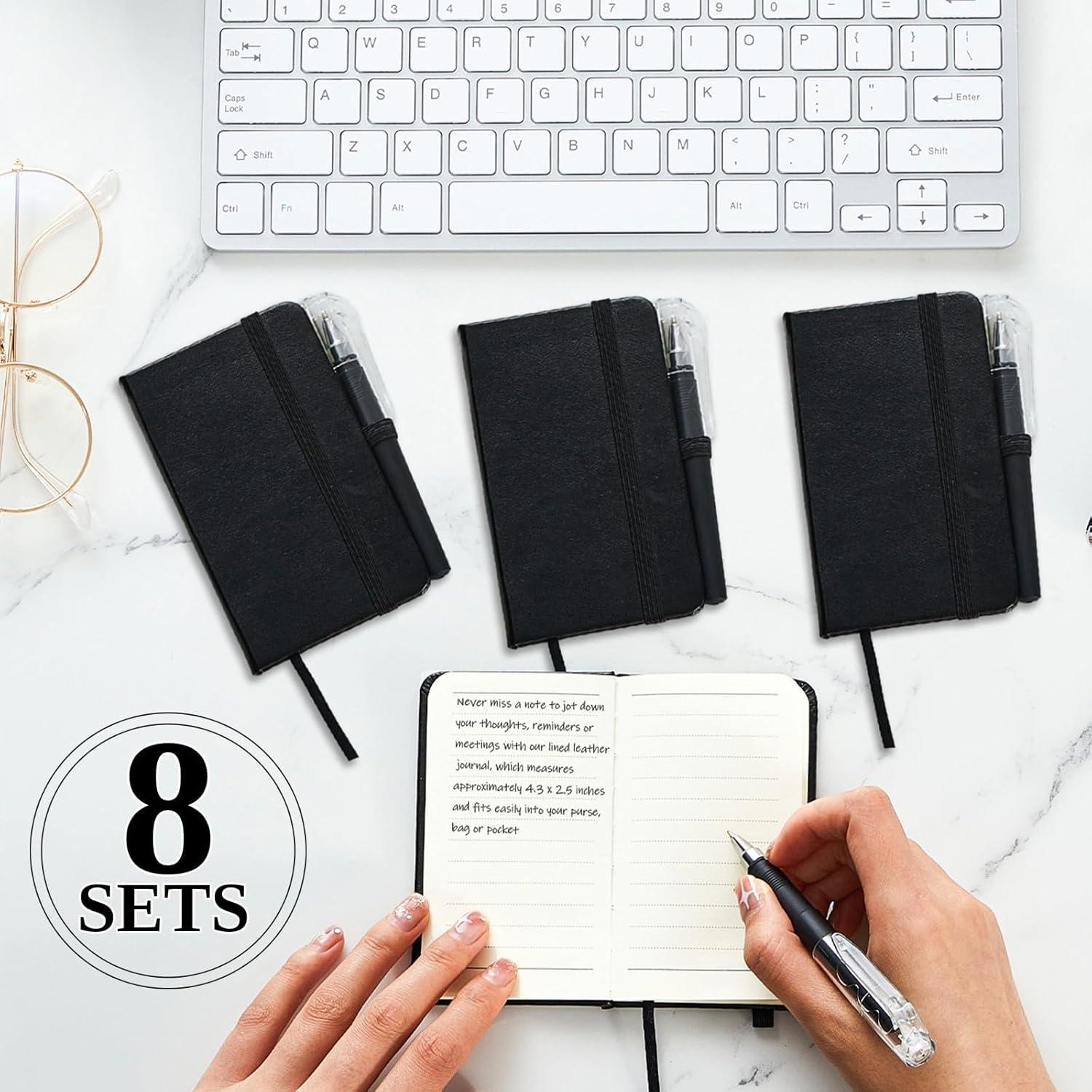 Set 16 Piezas: 8 Cuadernos de Cuero y 8 Bolígrafos Qeeenar