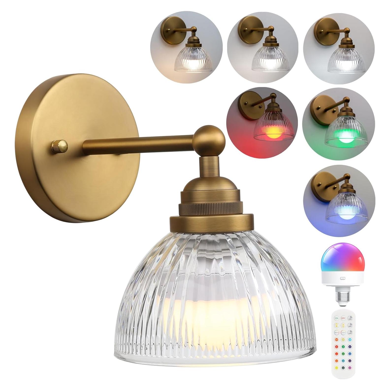 Aplique de pared recargable Phansthy vintage 1 luz USB 23cm