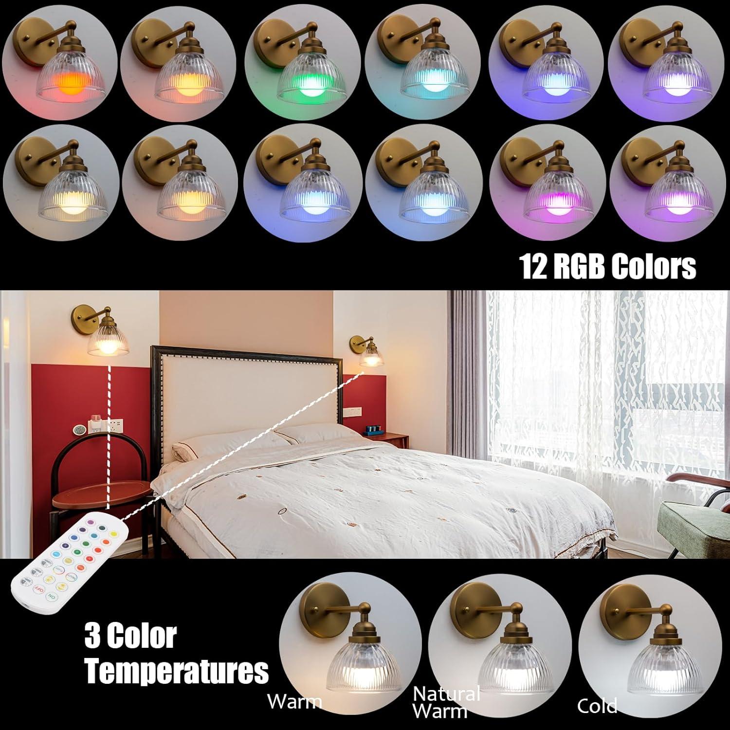 Aplique de pared recargable Phansthy vintage 1 luz USB 23cm