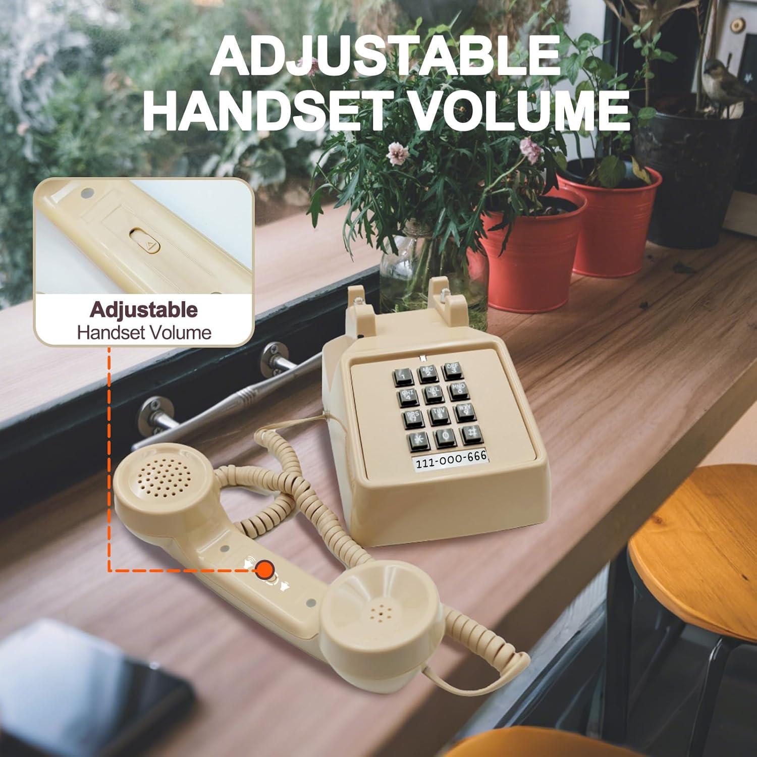Teléfono de Línea Fija Vintage JIUZHOUYOUTU Beige 1.13 kg