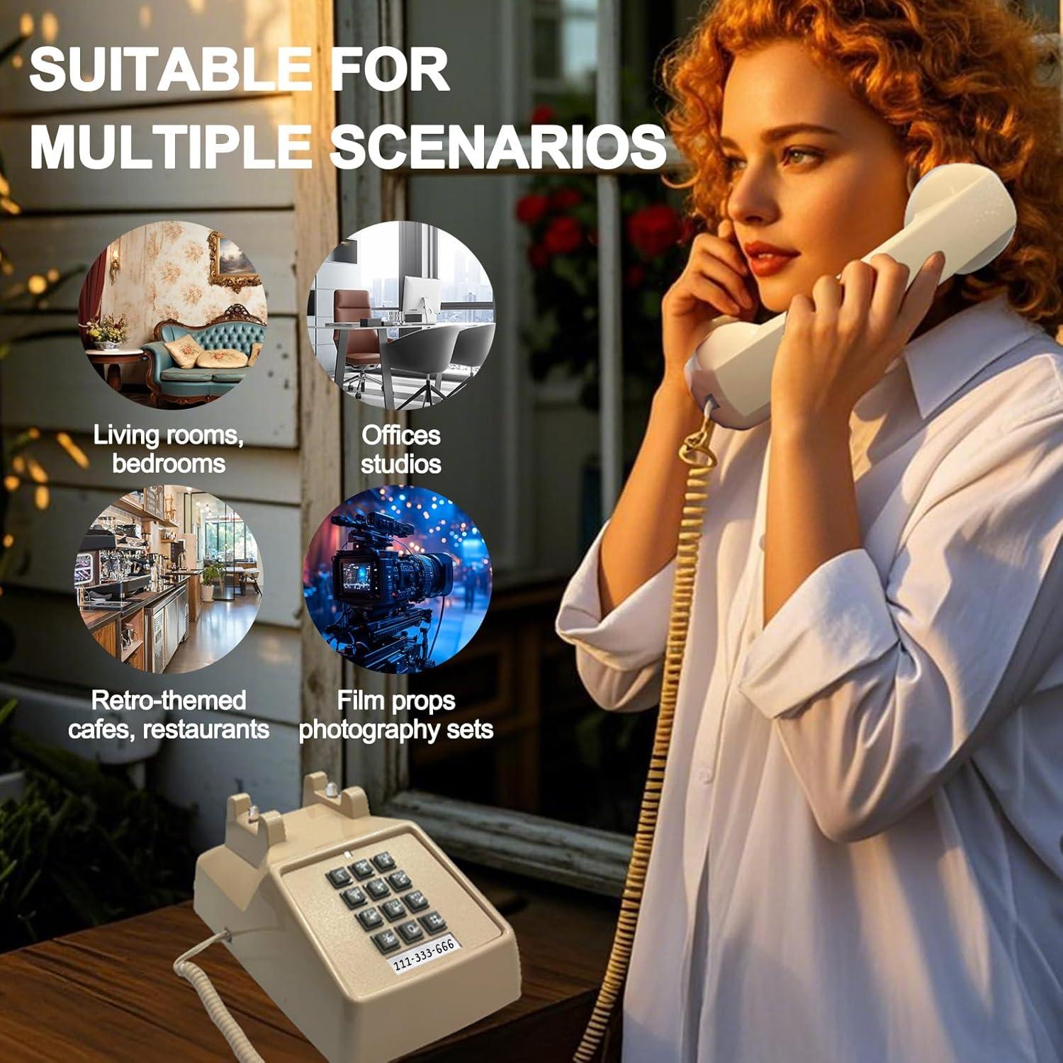 Teléfono de Línea Fija Vintage JIUZHOUYOUTU Beige 1.13 kg