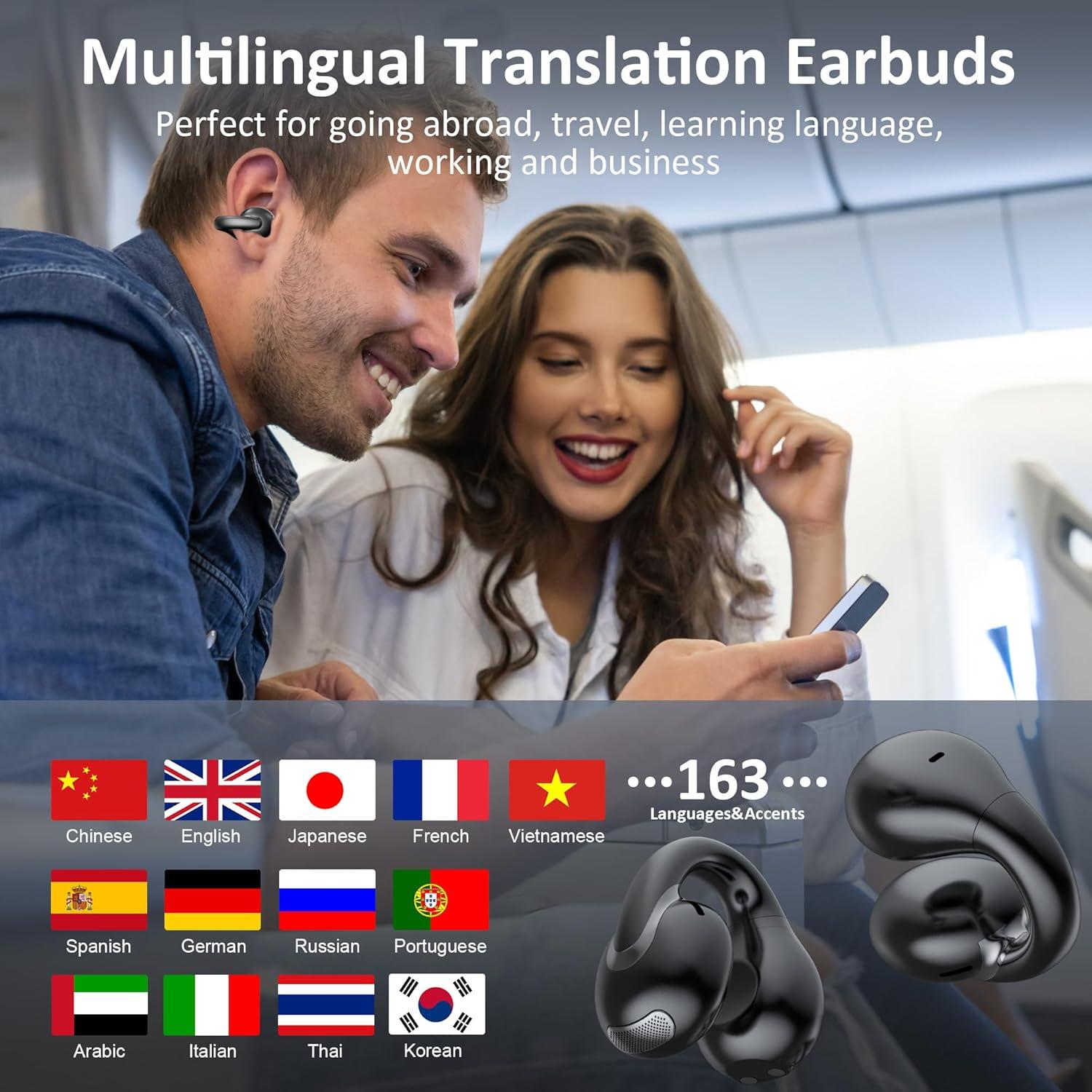 Auriculares Traductores IAMJOY CT28 Inalámbricos Negro 163 Idiomas