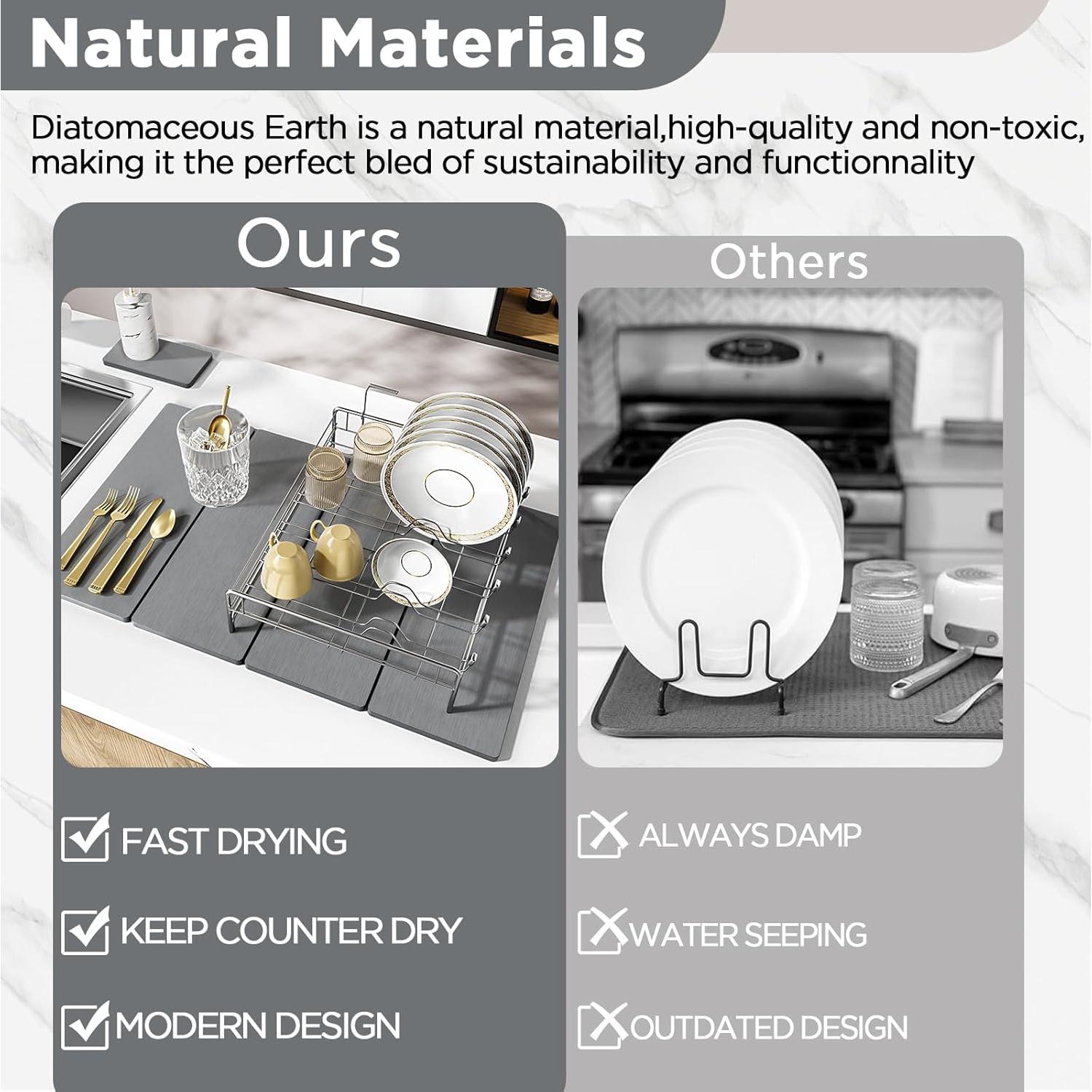 Juego de 2 Alfombrillas de Secado de Piedra Diatomita imgrose