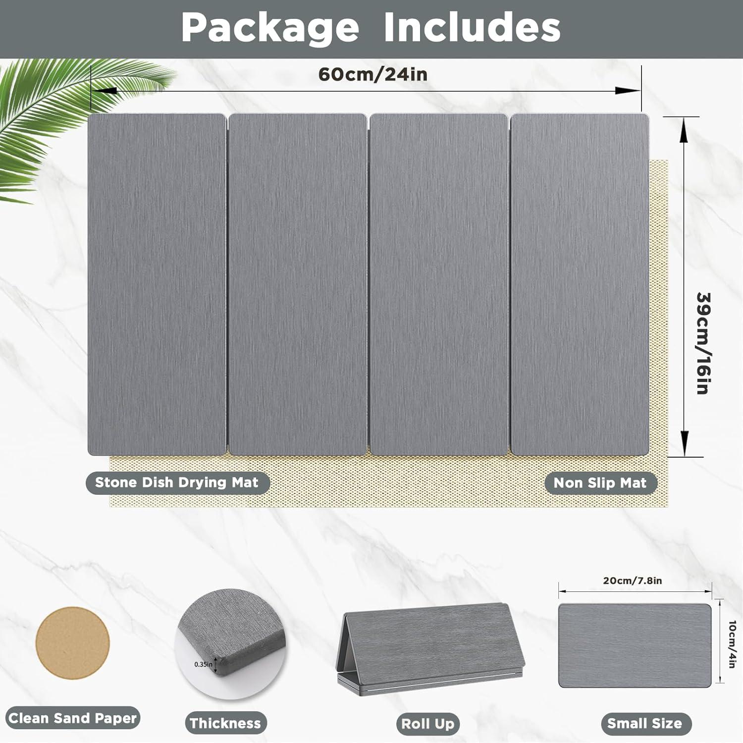 Juego de 2 Alfombrillas de Secado de Piedra Diatomita imgrose