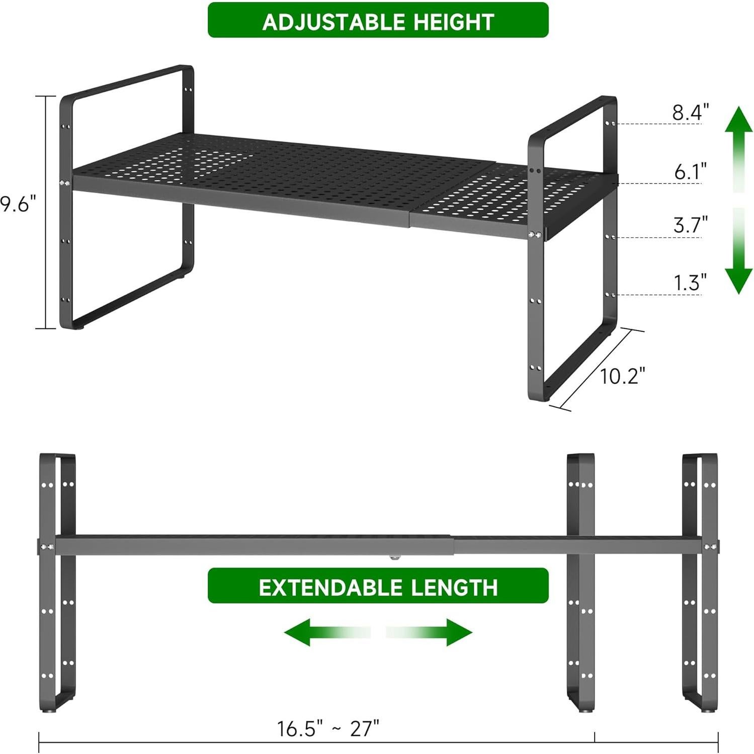 Estante Organizador Expandible de Metal LOCVCDA 42-68.6cm Negro
