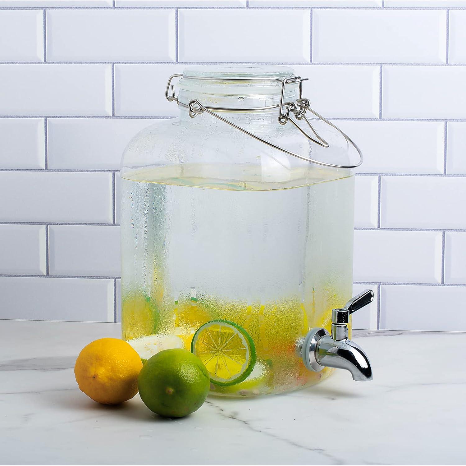 Dispensador de Bebidas de Vidrio PUSCRIENO 4L con Grifo y Asa