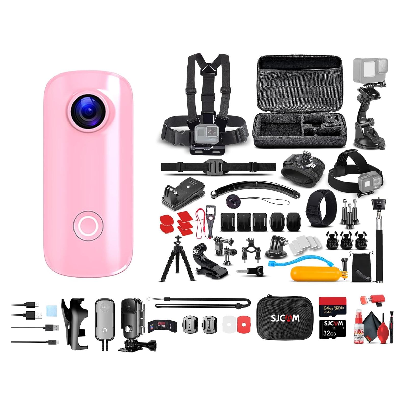 Cámara de Acción SJCAM C100 Plus Rosa 4K EIS + Accesorios
