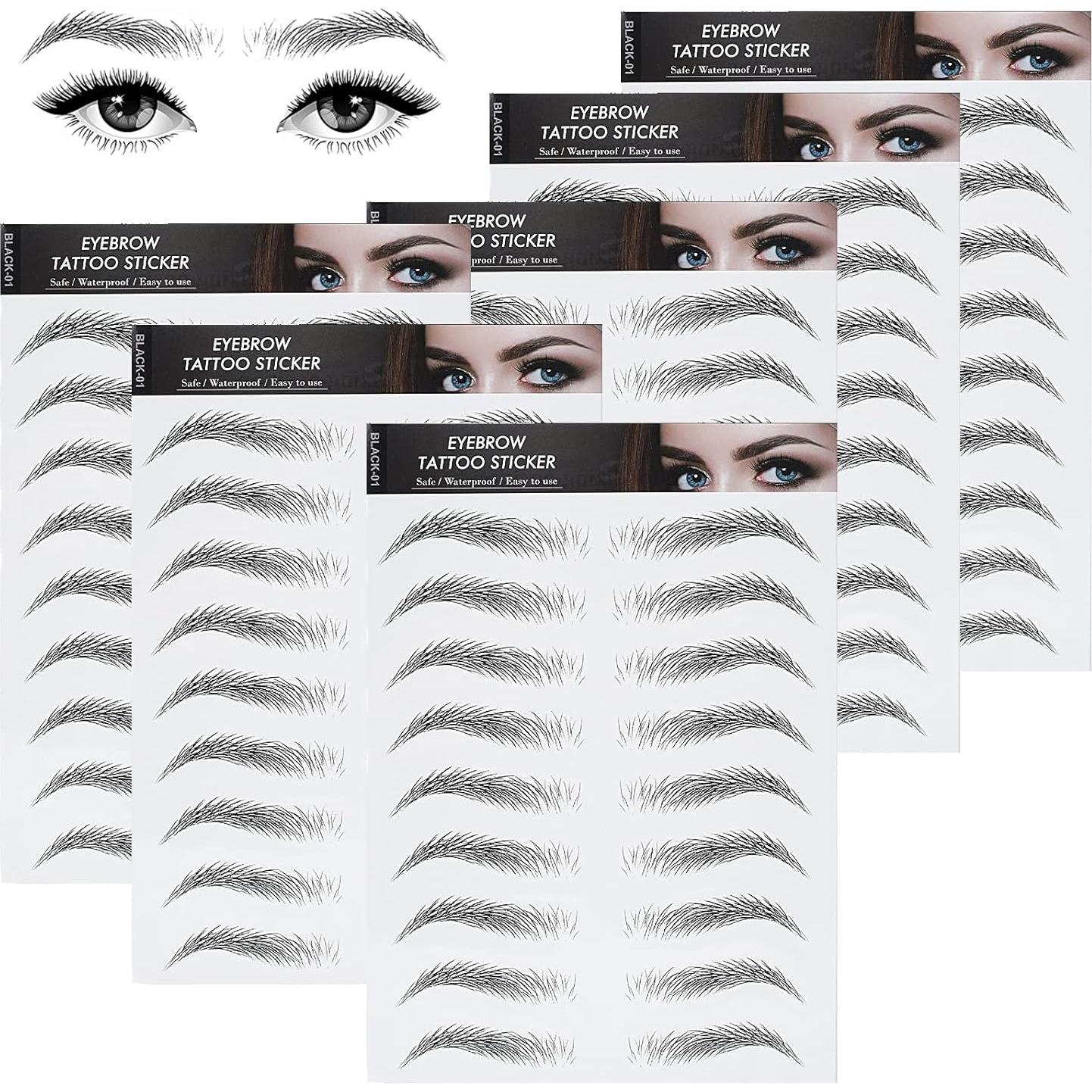 Stickers de Cejas Tatuaje Molain 4D Impermeables 6 Pcs Negro