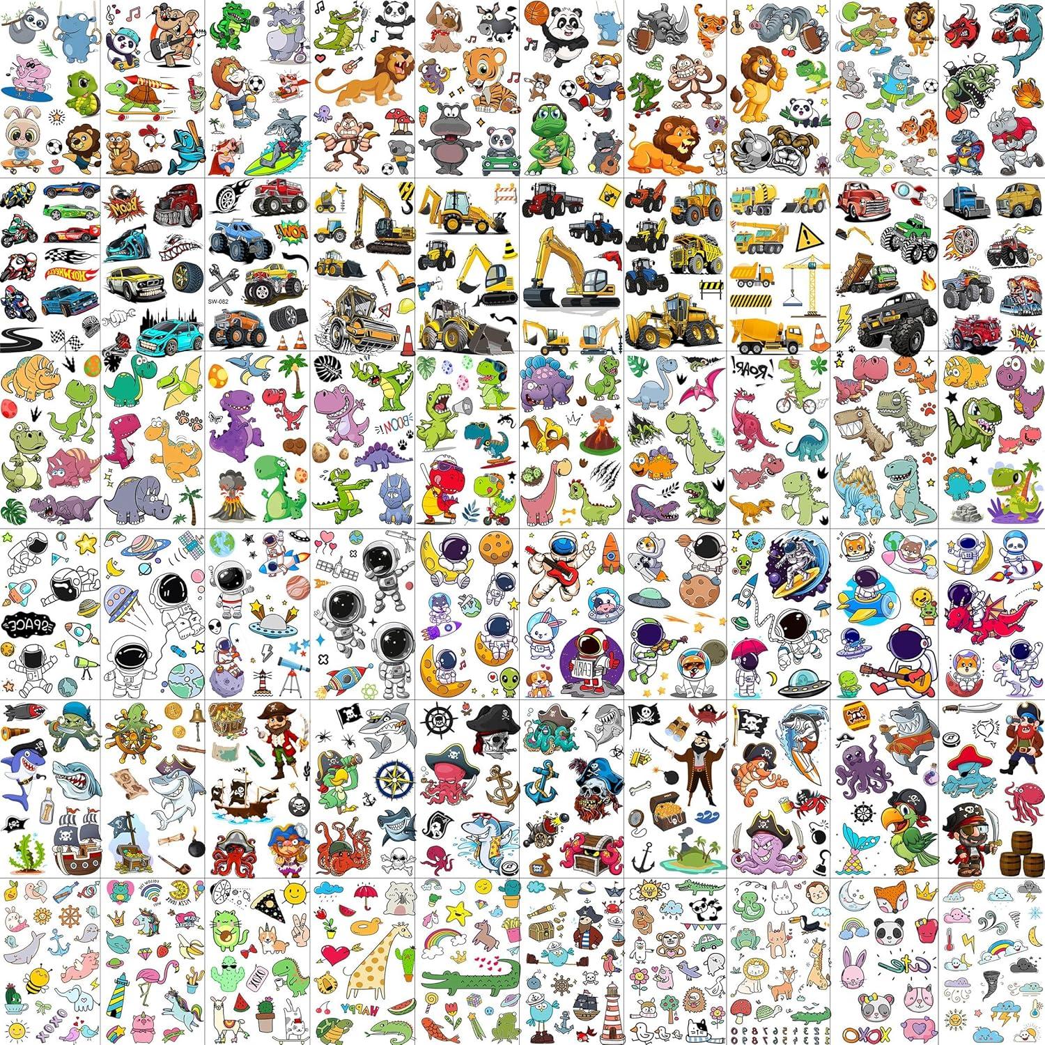 60 Hojas Tatuajes Temporales Divertidos GOROMON para Niños