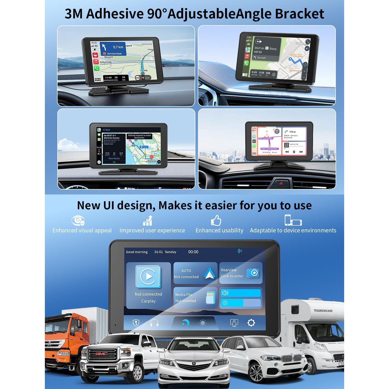 Pantalla táctil portátil 7" HD Carplay Android Auto Bokilino