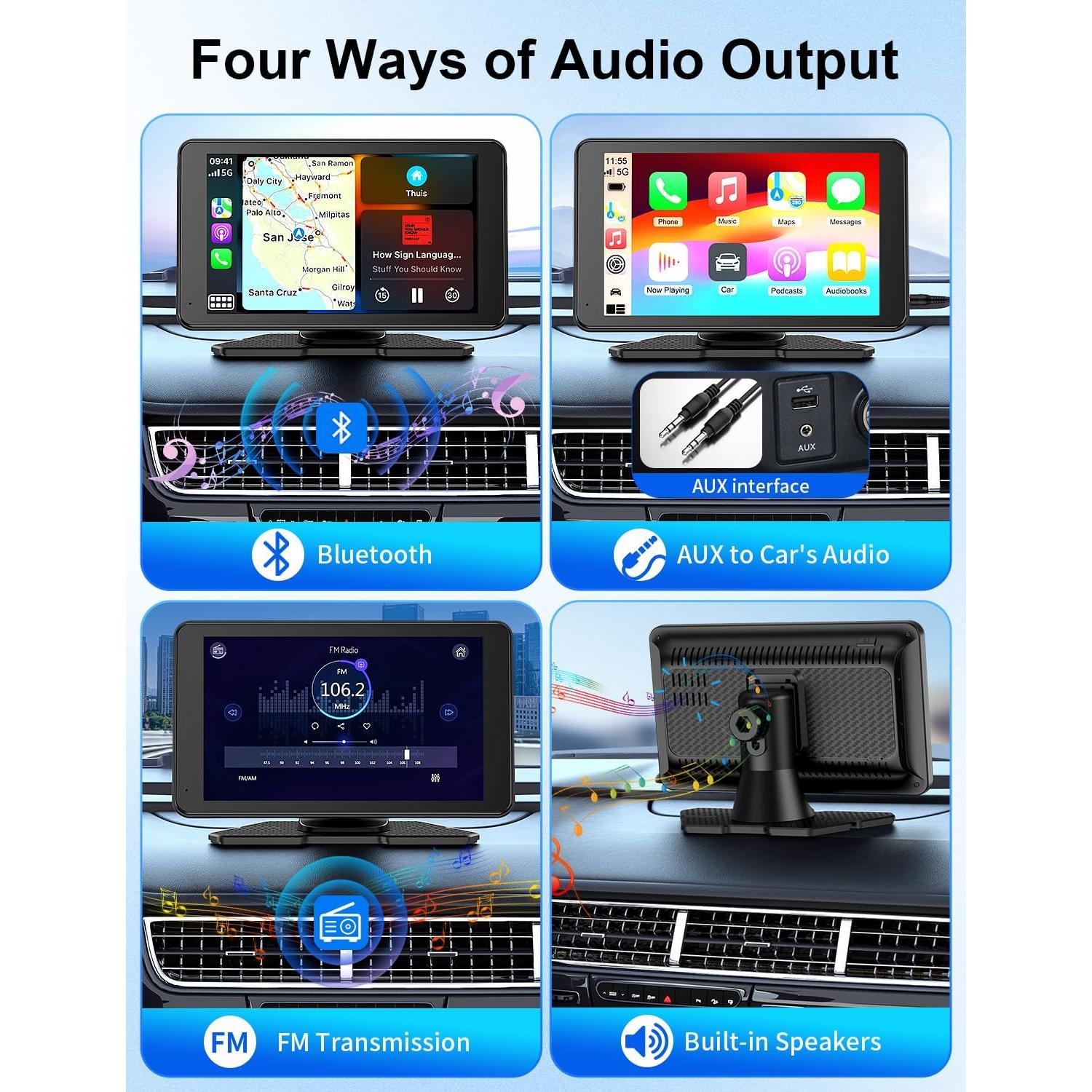 Pantalla táctil portátil 7" HD Carplay Android Auto Bokilino