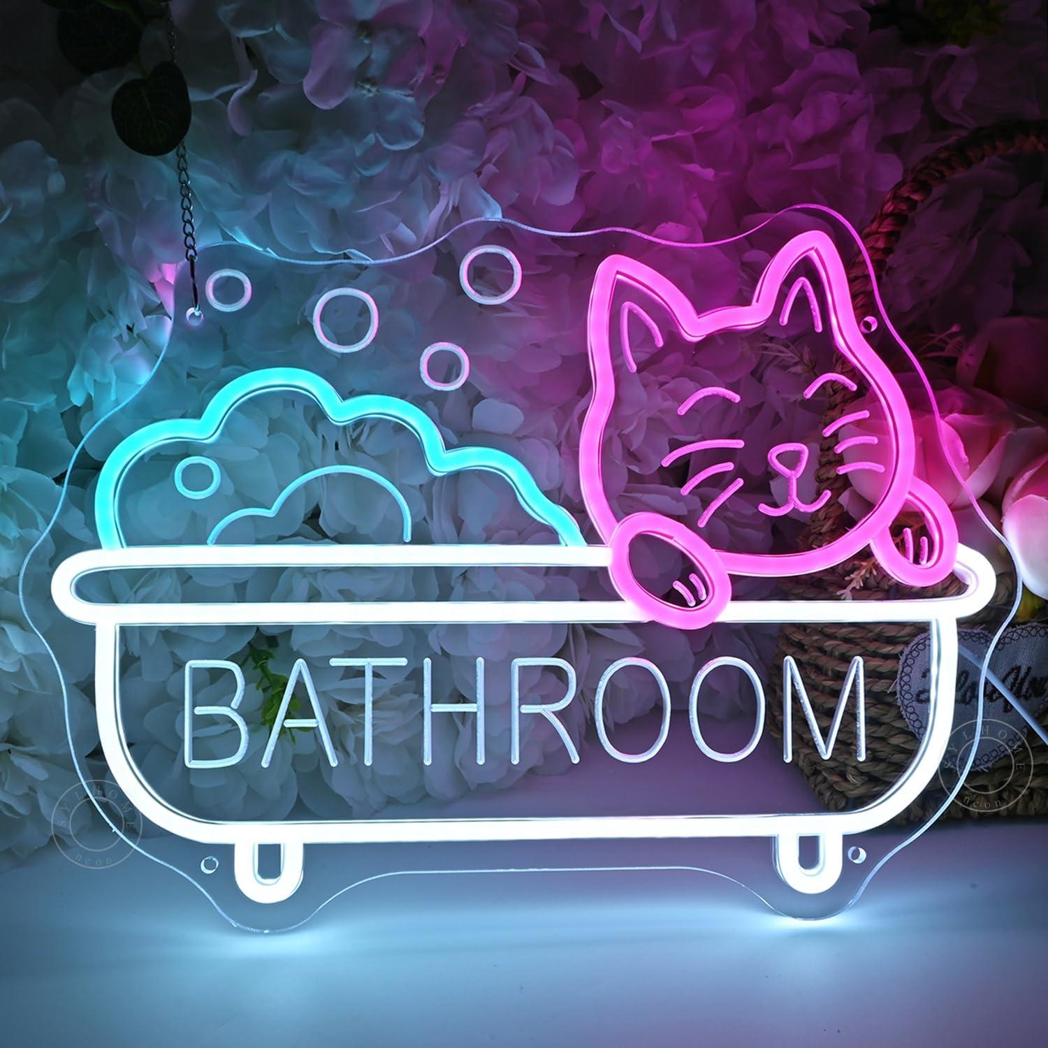 Letrero de Neón LED Gato de Baño SYLHOME 40x29cm USB