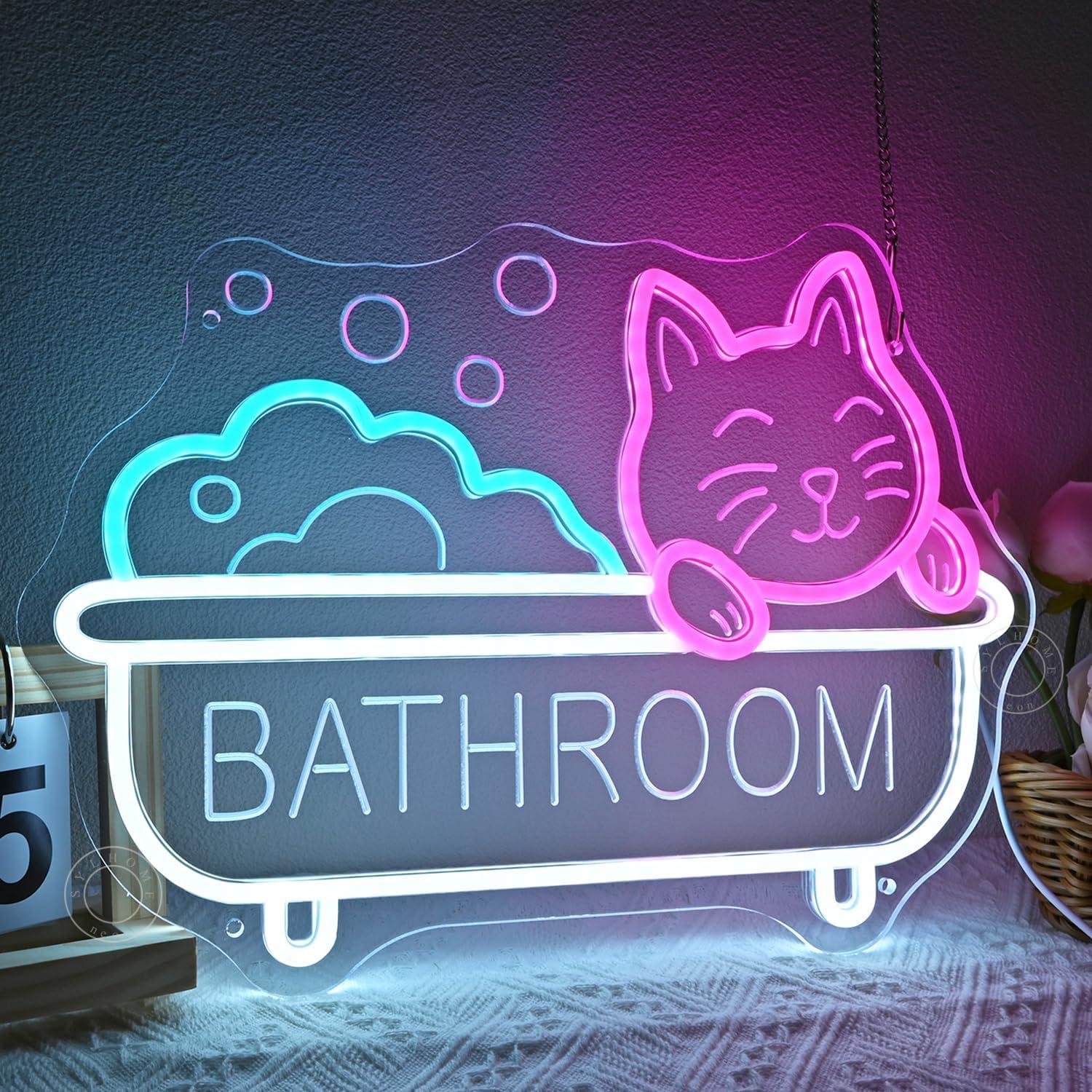 Letrero de Neón LED Gato de Baño SYLHOME 40x29cm USB