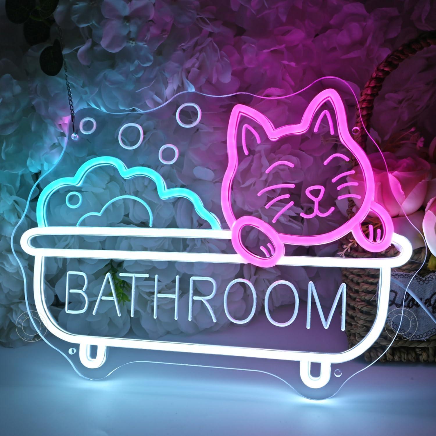 Letrero de Neón LED Gato de Baño SYLHOME 40x29cm USB