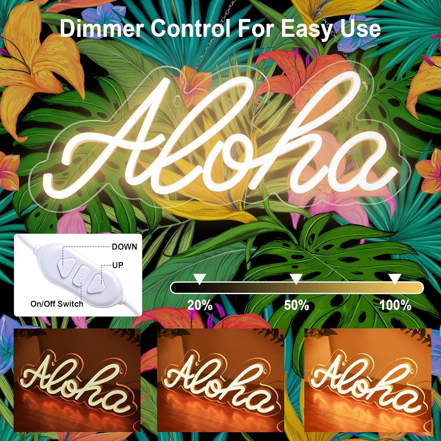 Cartel de Neón Aloha JIURUIFFC LED 38.1x15cm USB Regulable