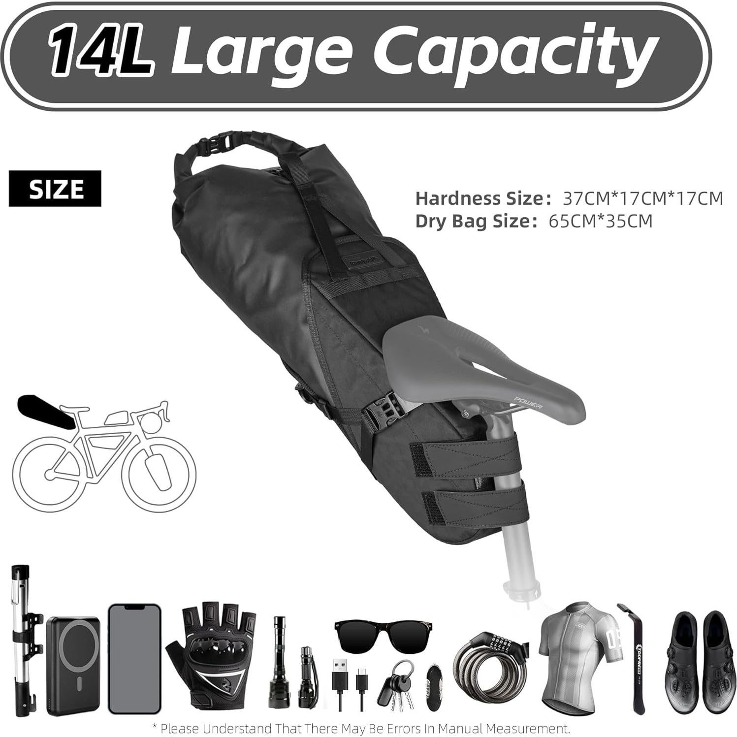 Bolsa de Silla de Bicicleta Abamita BHD0020 Impermeable 14L