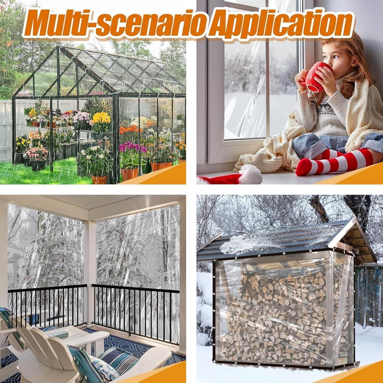 Lona Transparente Impermeable FFKQBH 1x2m para Exteriores