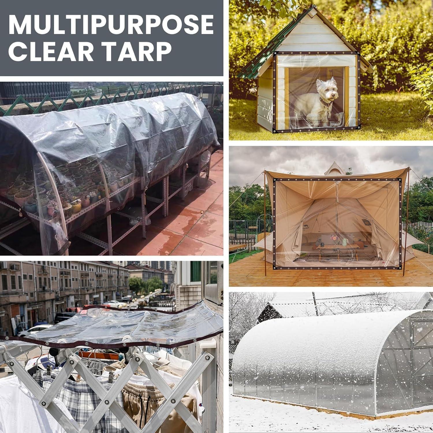 Lona Transparente Impermeable FFKQBH 1x2m para Exteriores