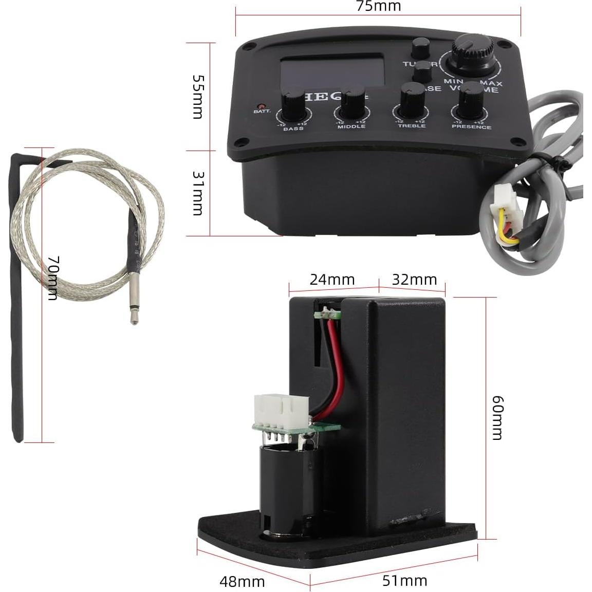 Ecualizador de guitarra acústica HEQ-4 4 bandas con preamplificador