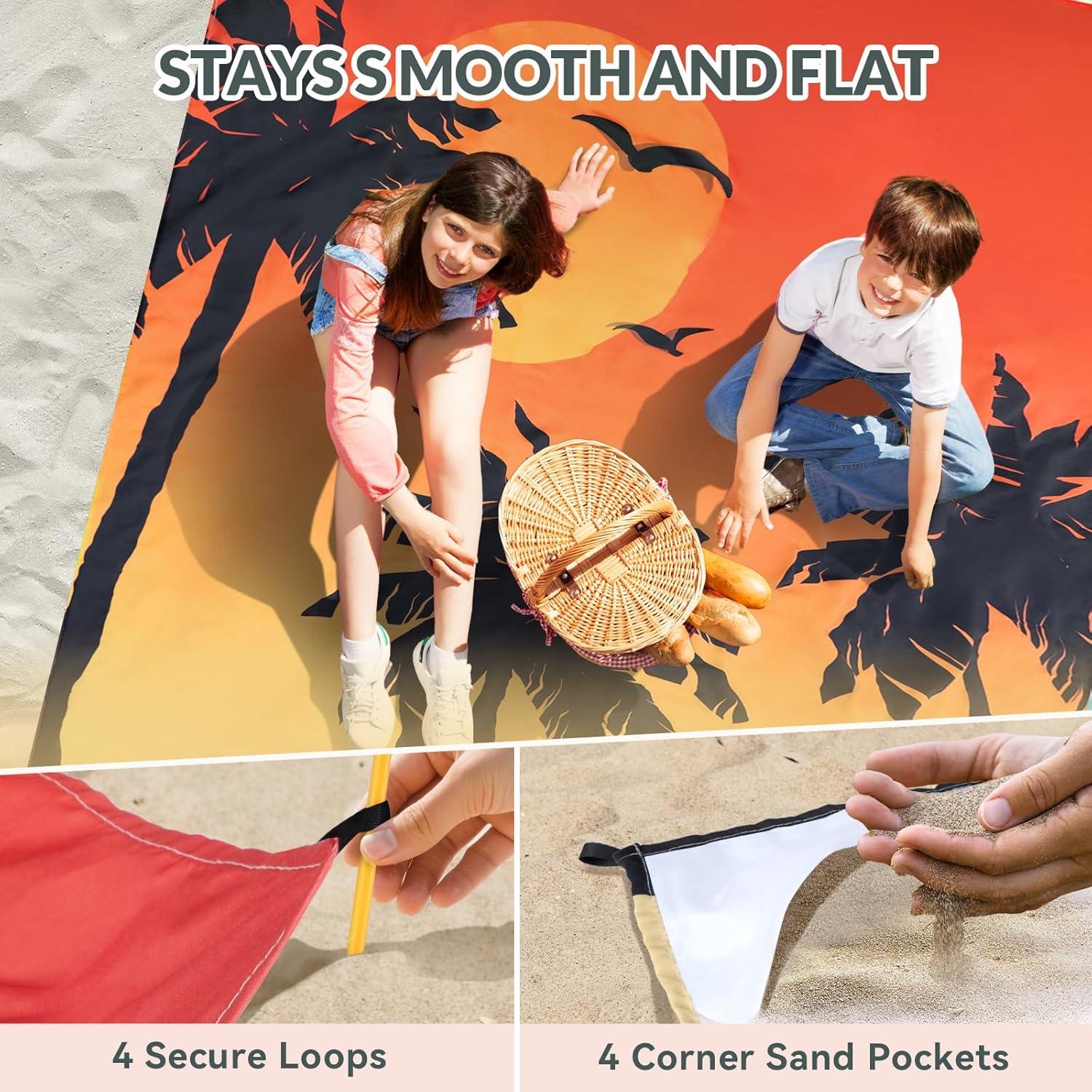 Manta de Playa Thallike Impermeable 200x210 cm con Almohada