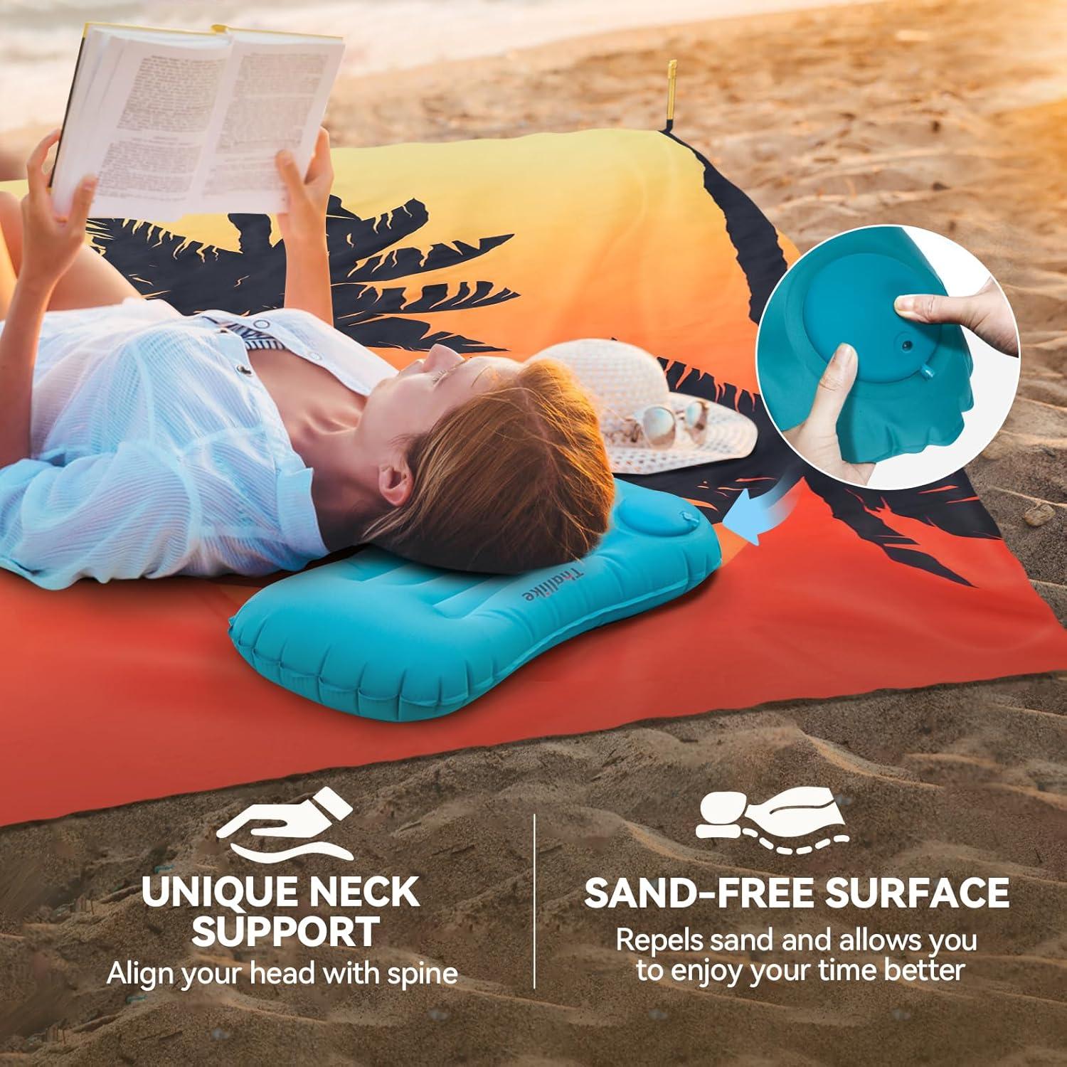 Manta de Playa Thallike Impermeable 200x210 cm con Almohada