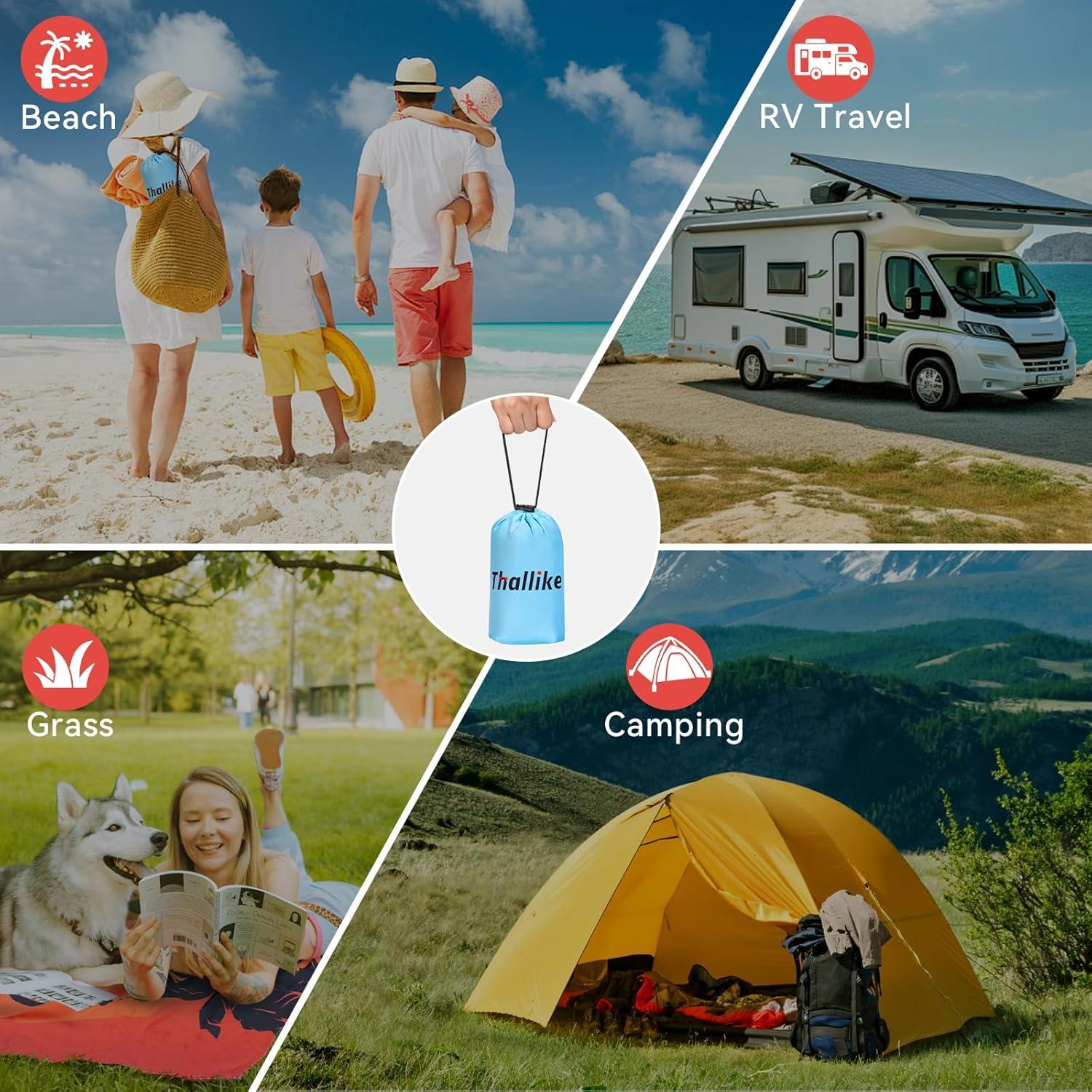 Manta de Playa Thallike Impermeable 200x210 cm con Almohada