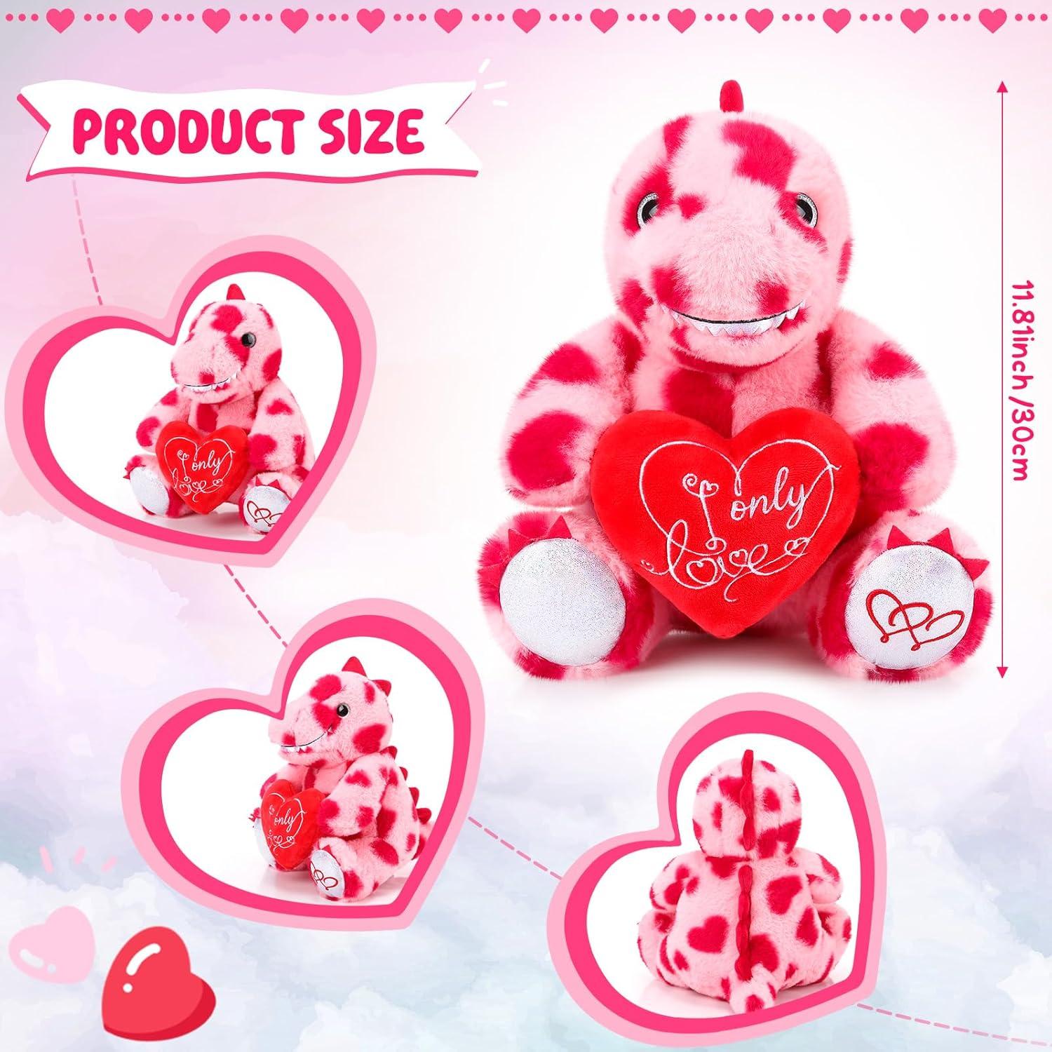 Dinosaurio de Peluche Kasyat 30 cm con Corazón Rojo - Regalo San Valentín