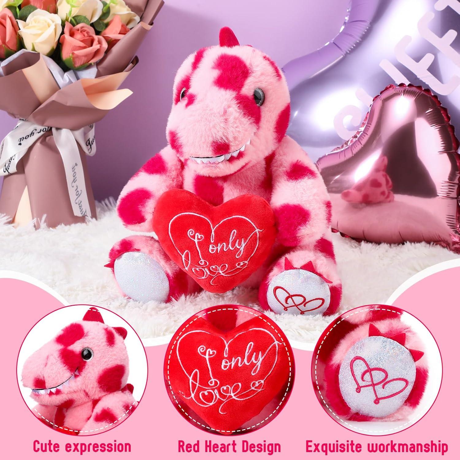Dinosaurio de Peluche Kasyat 30 cm con Corazón Rojo - Regalo San Valentín
