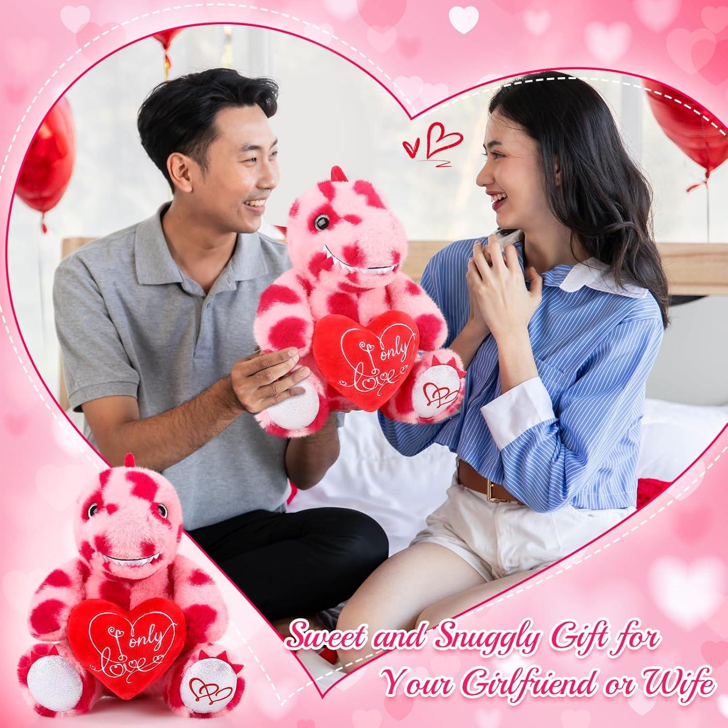 Dinosaurio de Peluche Kasyat 30 cm con Corazón Rojo - Regalo San Valentín