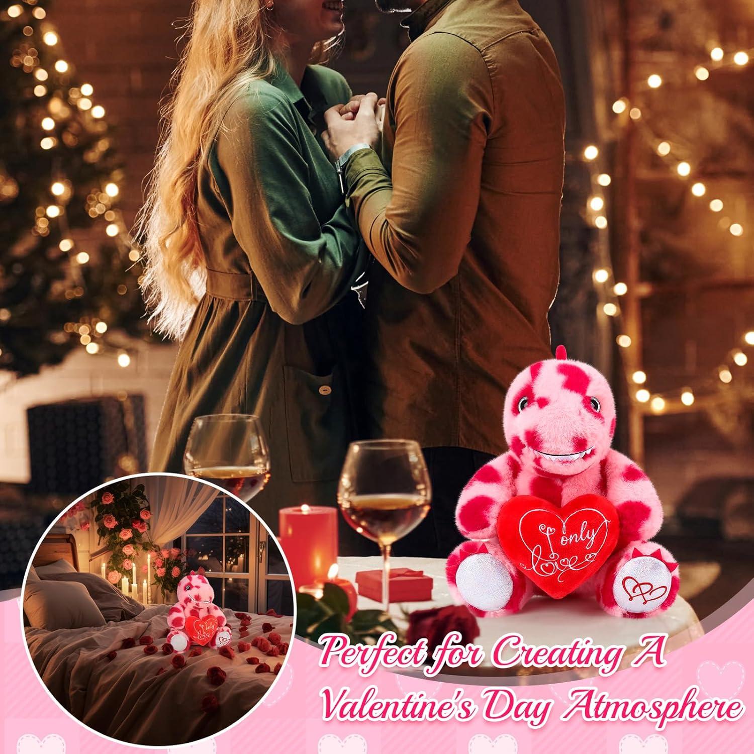Dinosaurio de Peluche Kasyat 30 cm con Corazón Rojo - Regalo San Valentín