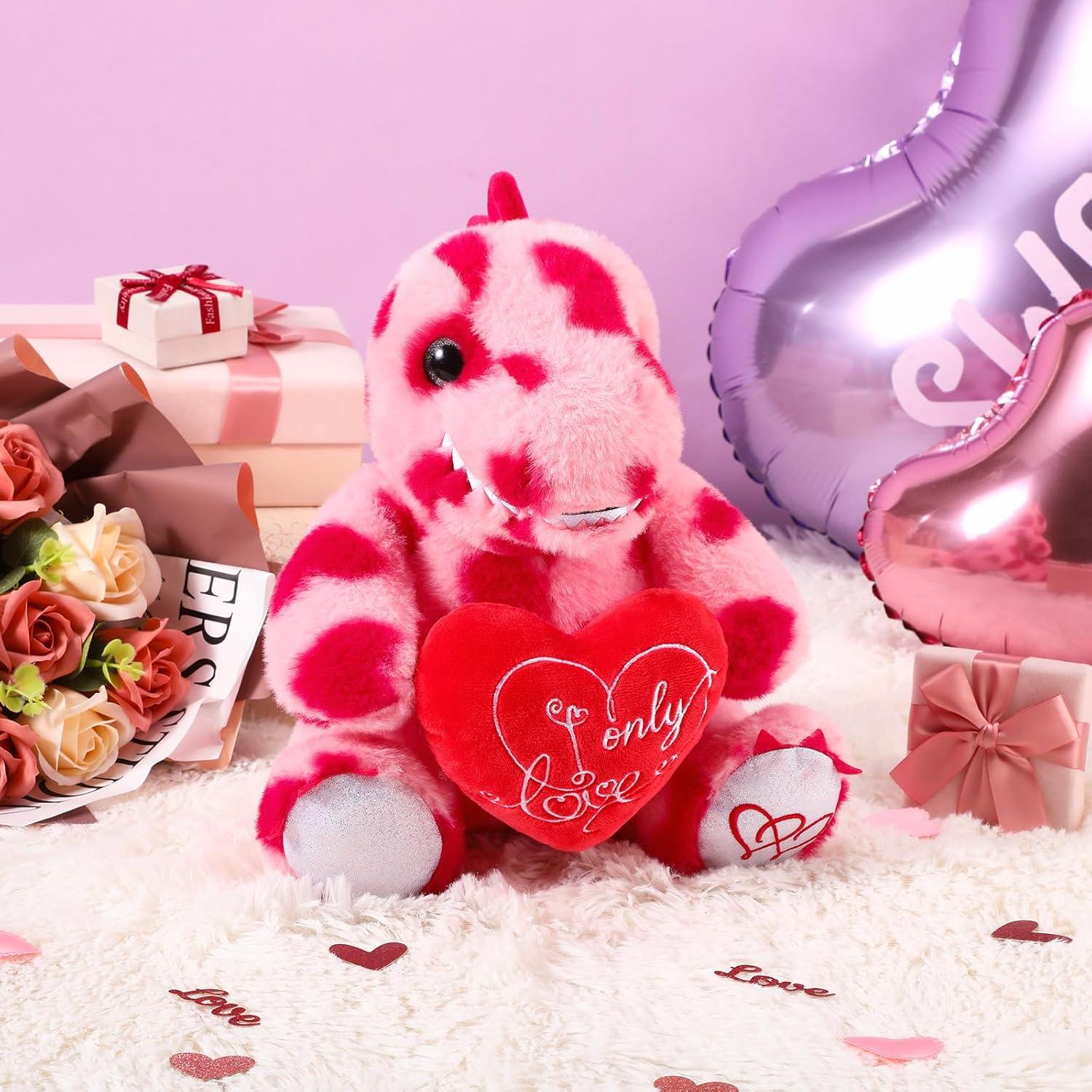 Dinosaurio de Peluche Kasyat 30 cm con Corazón Rojo - Regalo San Valentín