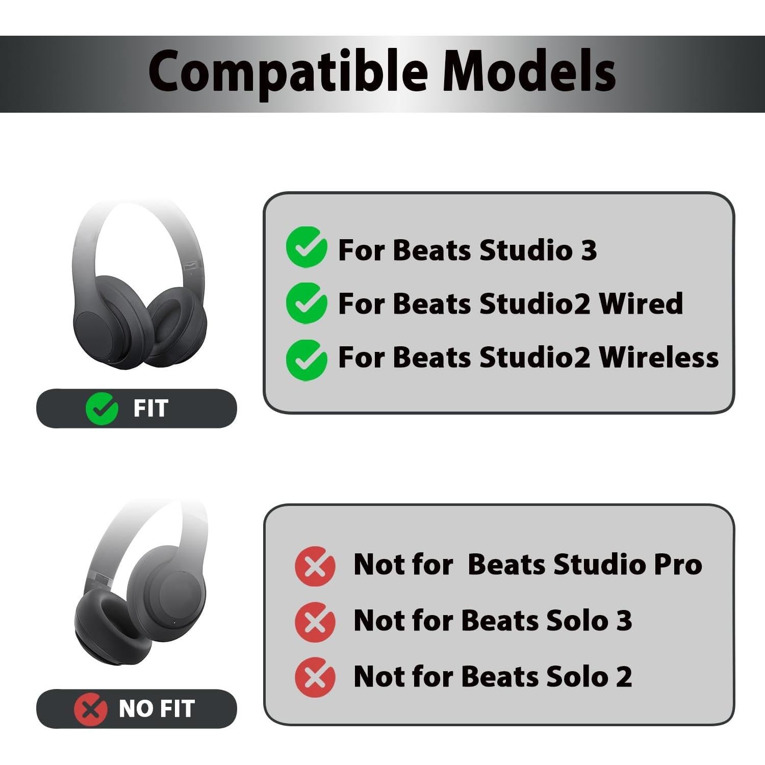 Almohadillas de Reemplazo para Auriculares Beats Studio 2/3 - Negro