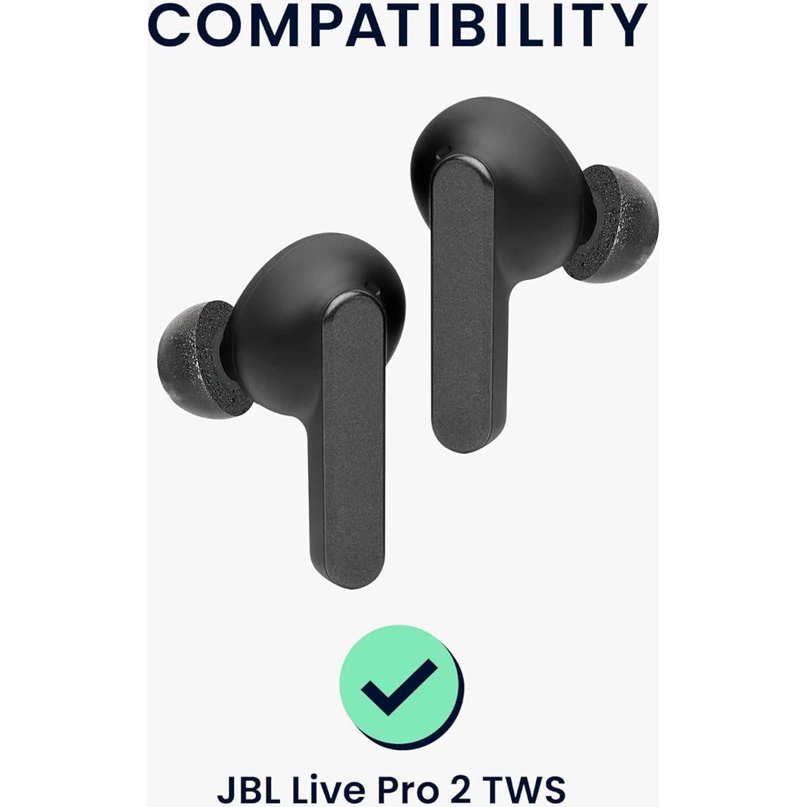 Puntas de Repuesto kwmobile para JBL Live Pro 2 TWS - 6 Pzas - Espuma de Memoria - Negro