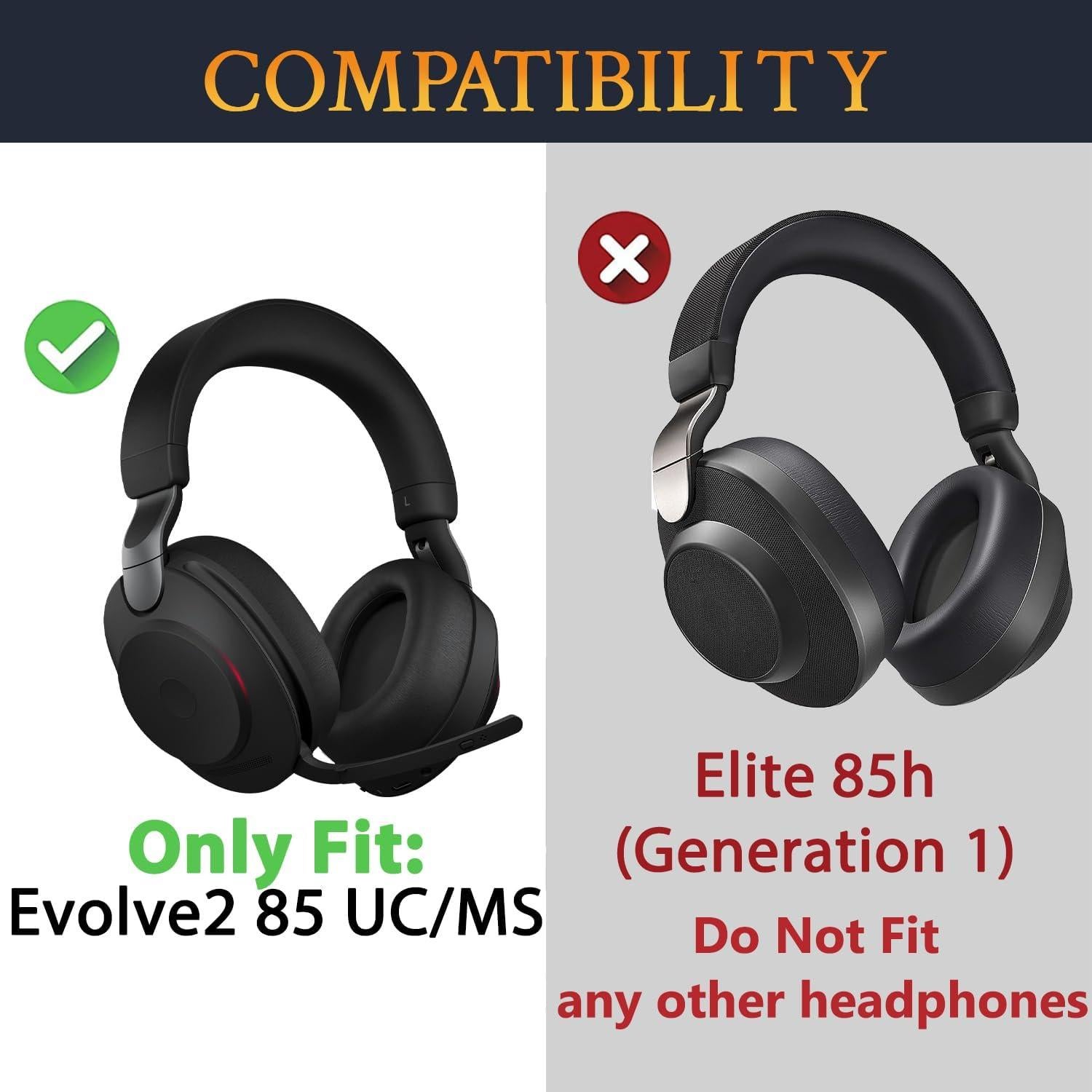 Almohadillas de Reemplazo SOULWIT para Jabra Evolve2 85 UC/MS - Negro