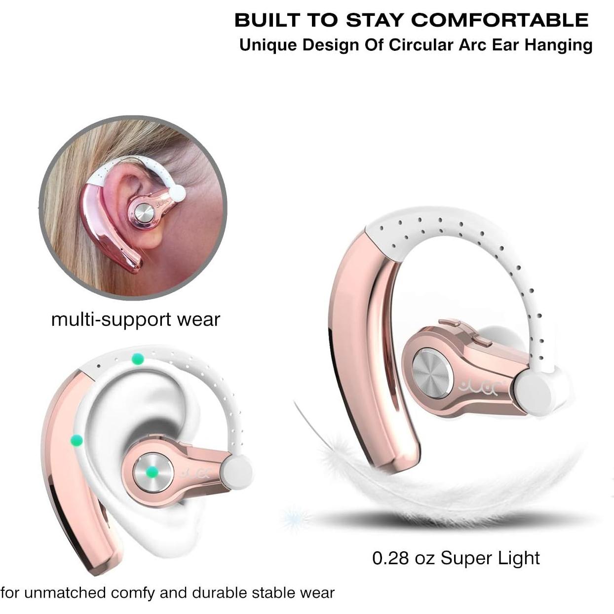 Auricular Inalámbrico PONYBRO T9 Oro Rosa, Sonido HiFi, 8h Batería