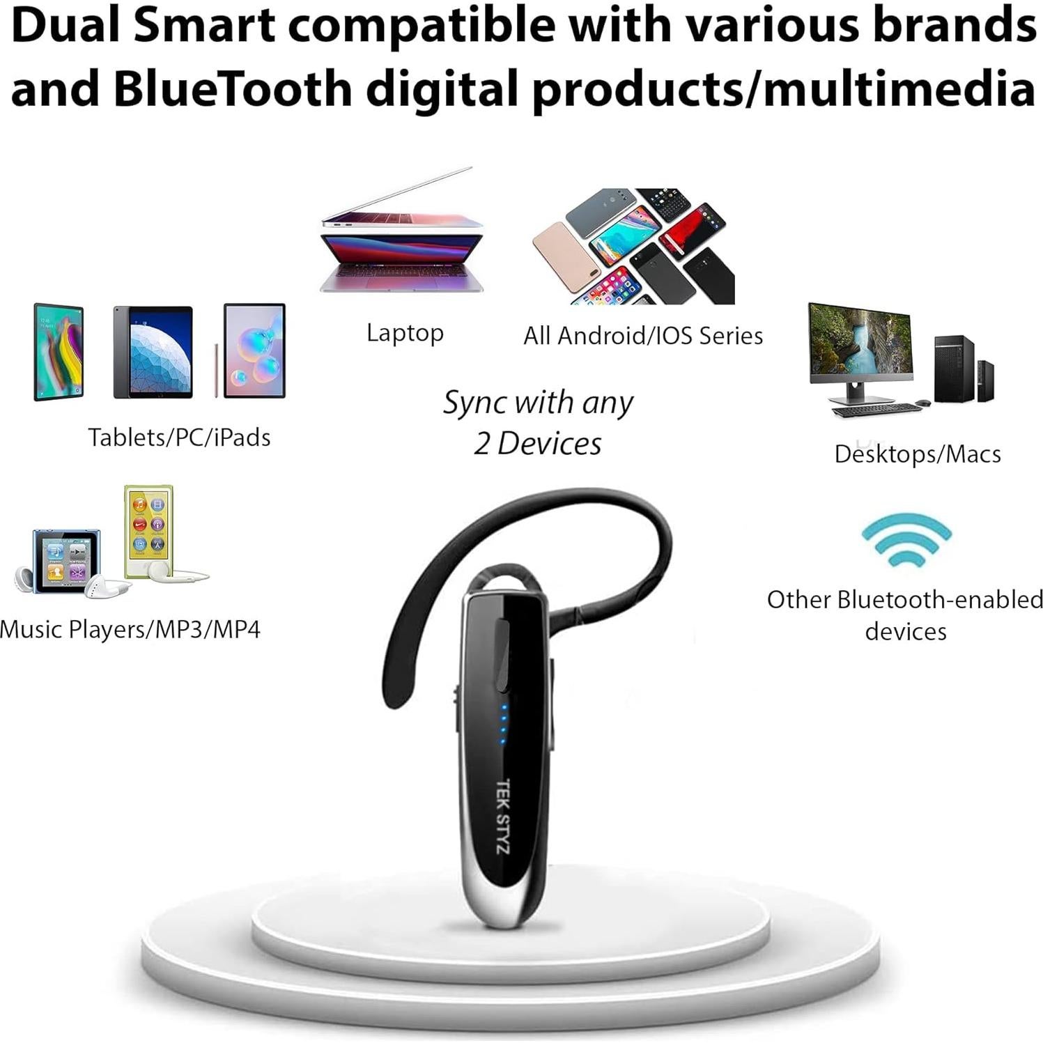 Auricular Inalámbrico Bluetooth Tek Styz V5.0 IPX3 CVC 6.0