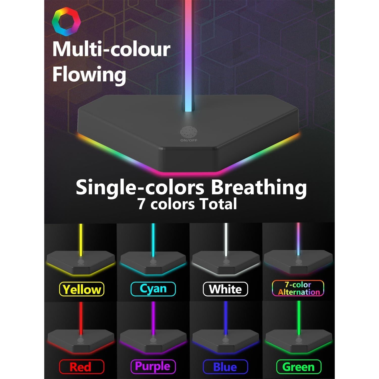 Soporte para Auriculares RGB Dongguan HS01 con 1 USB-C y 3 Cargas