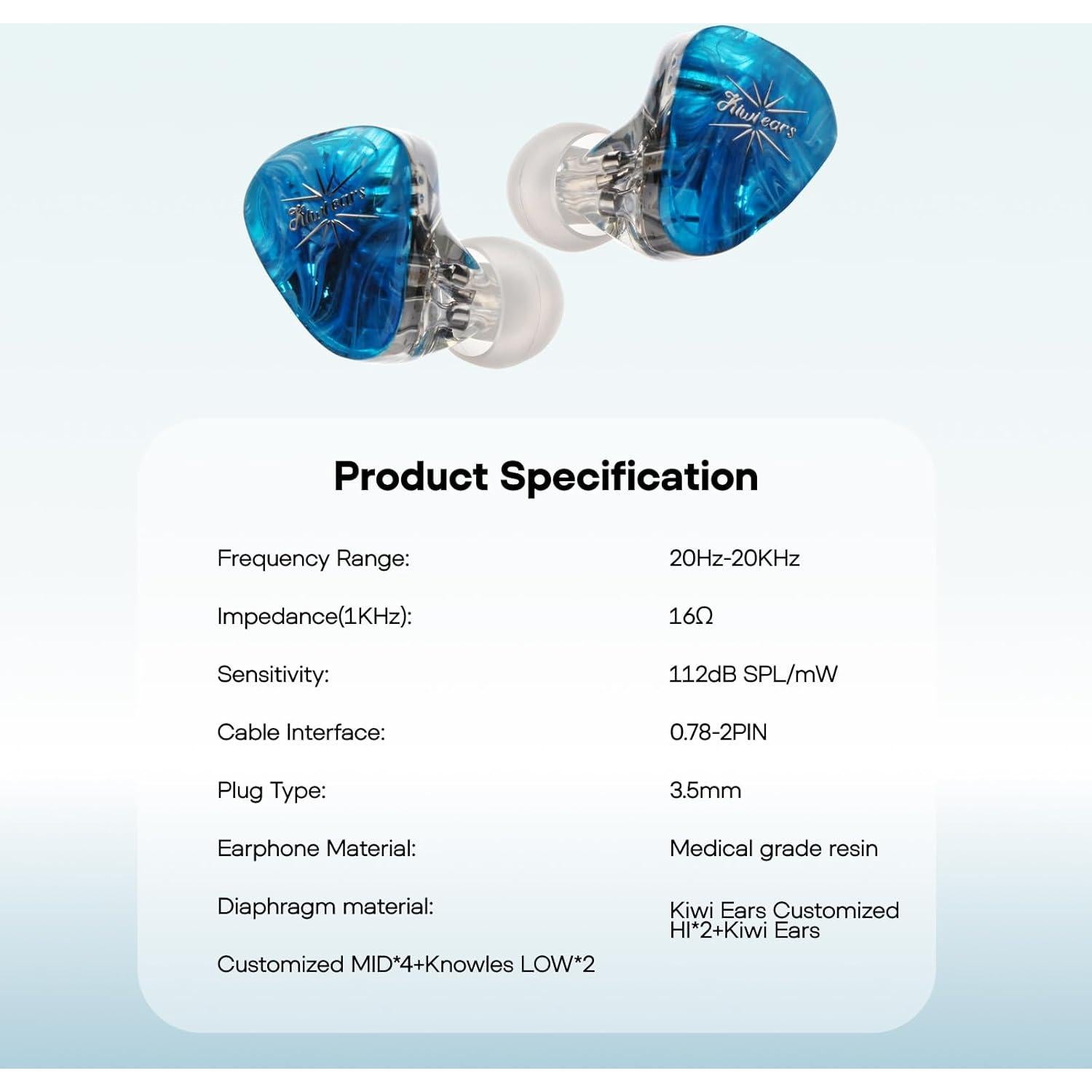 Auriculares In-Ear Kiwi Ears Orchestra Lite 8BA Azul