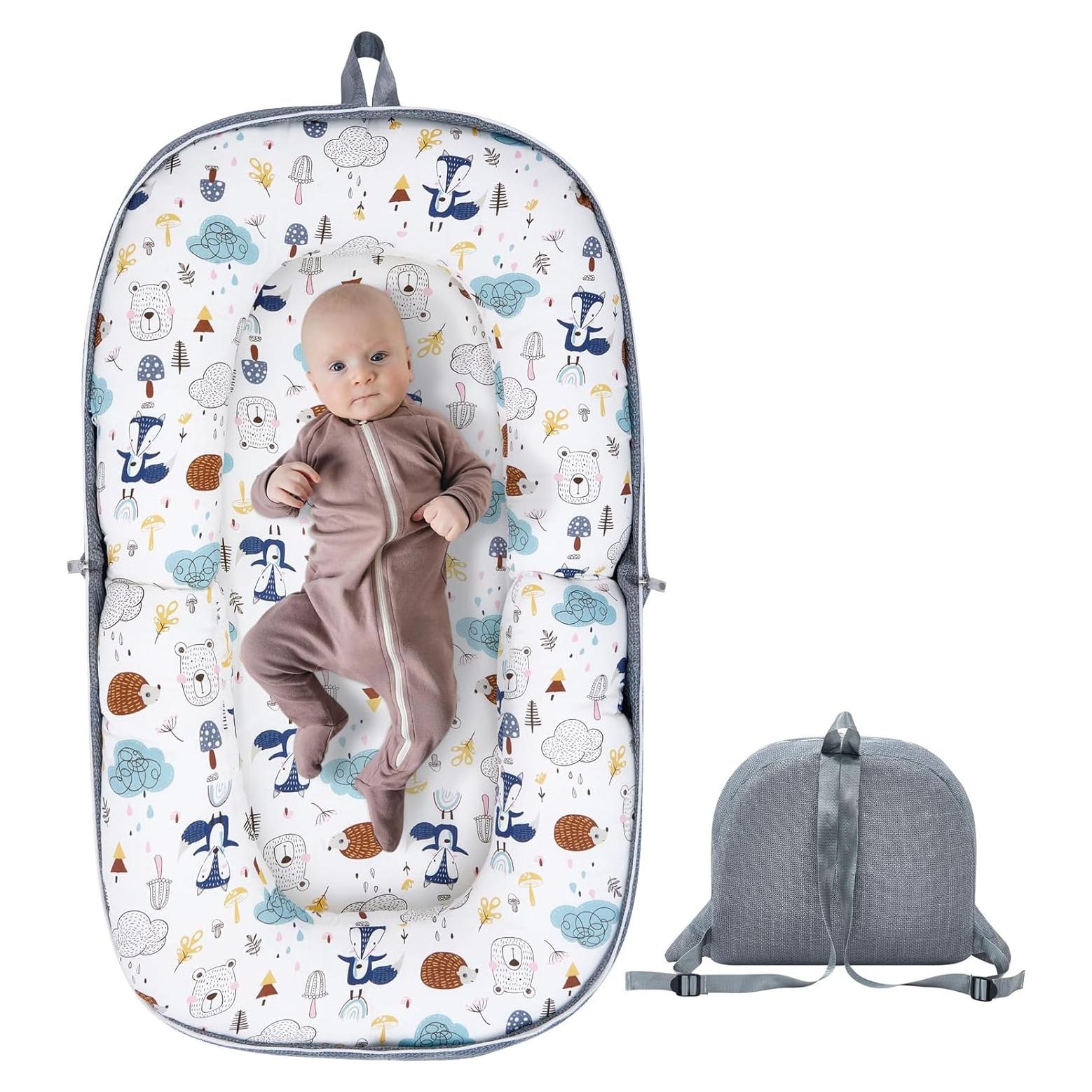 Cojín Plegable para Bebés MY001 - Mochila Zorro Azul 0-12 Meses