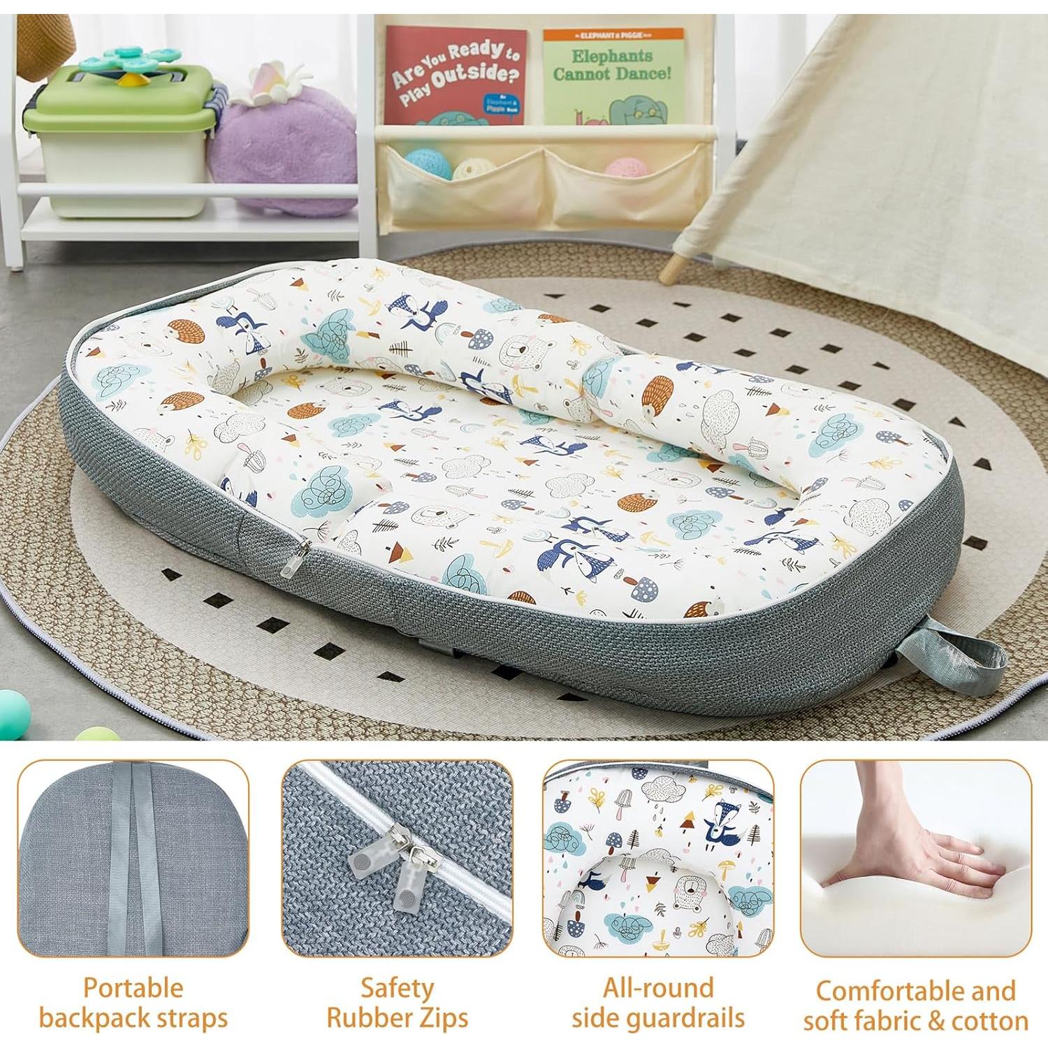 Cojín Plegable para Bebés MY001 - Mochila Zorro Azul 0-12 Meses