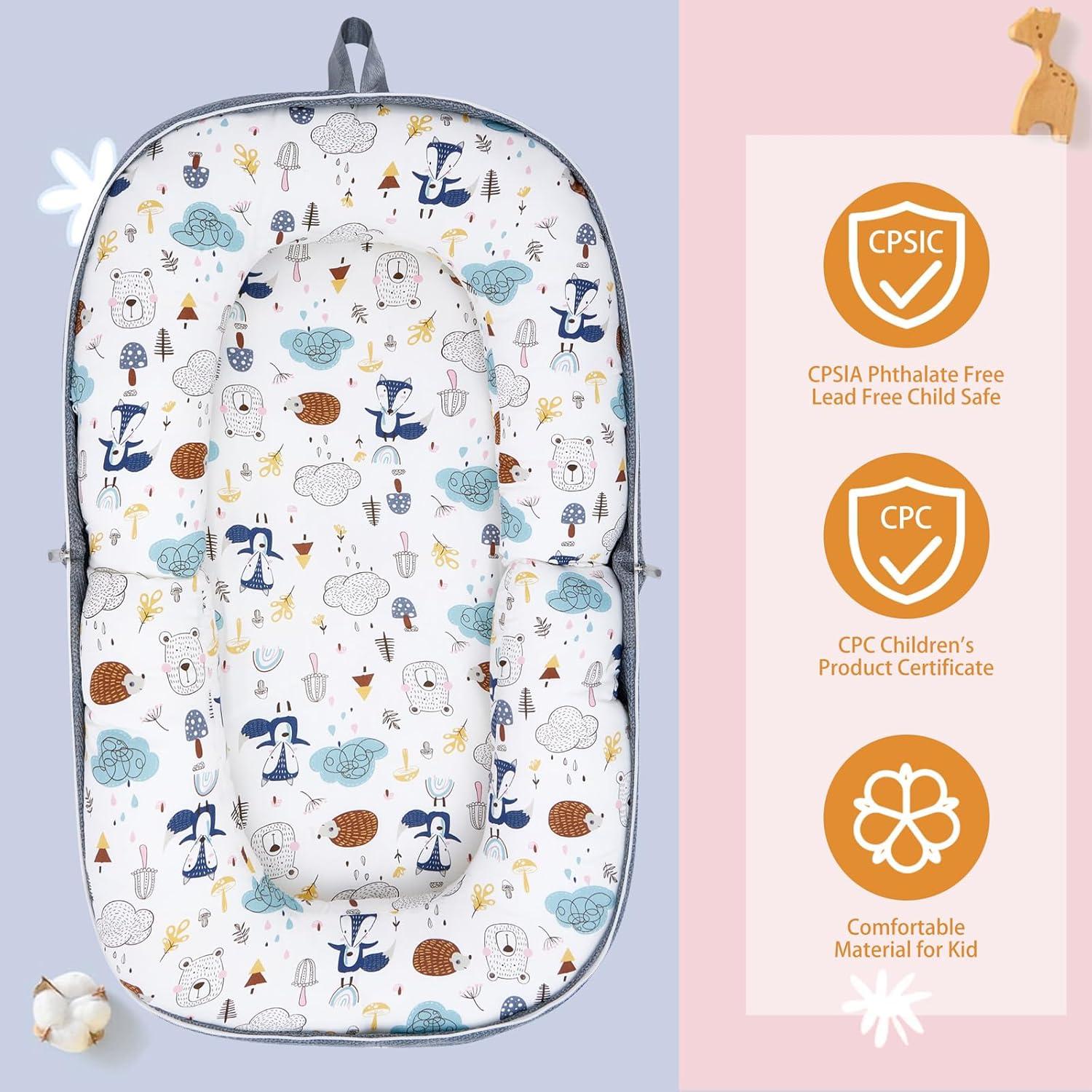 Cojín Plegable para Bebés MY001 - Mochila Zorro Azul 0-12 Meses